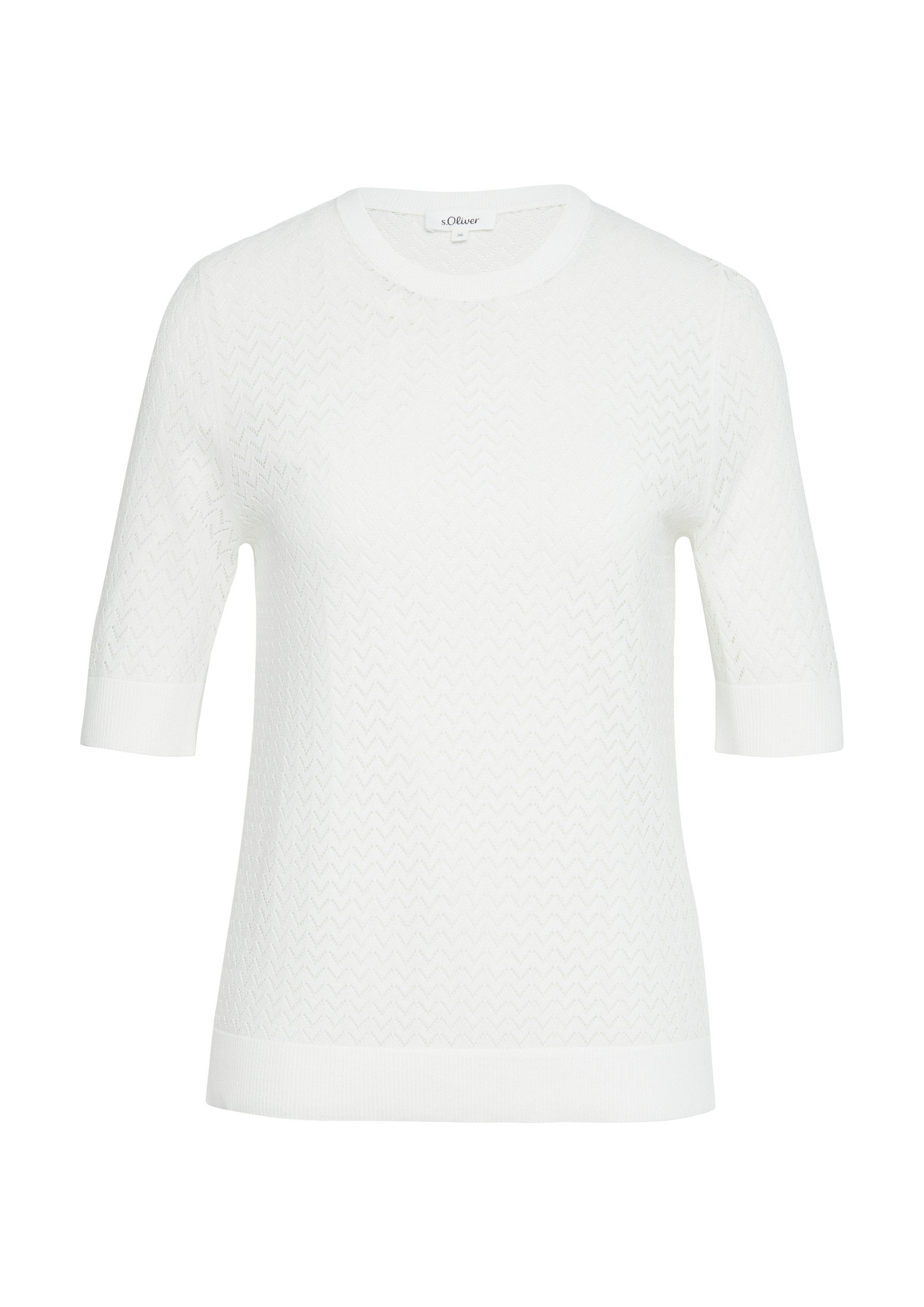 s.Oliver Kurzarmpullover Strickpullover Transparenter Feinstrickpullover mi günstig online kaufen