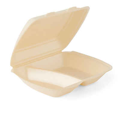 Lunchbox 200 Stück Menüboxen IP4 2-geteilt, cream XPS Menüschale Food Box, hitzebeständig bis 90° C