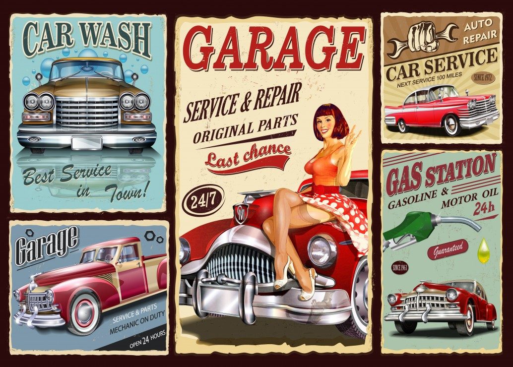 Grafika Art Puzzle Puzzle Retro Car Service, Puzzleteile günstig online kaufen
