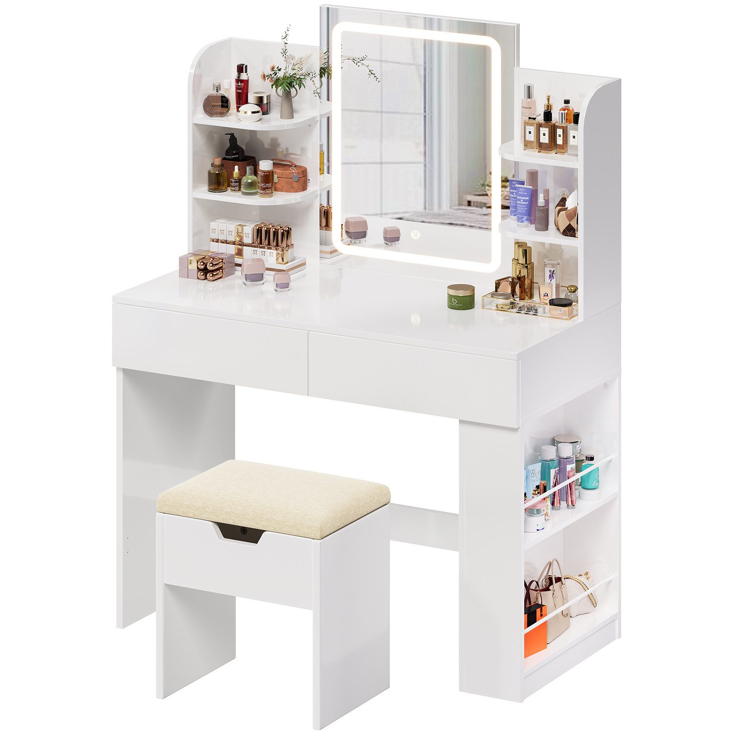 HOMALL Schminktisch mit Spiegel, LED-Beleuchtung, einstellbare günstig online kaufen