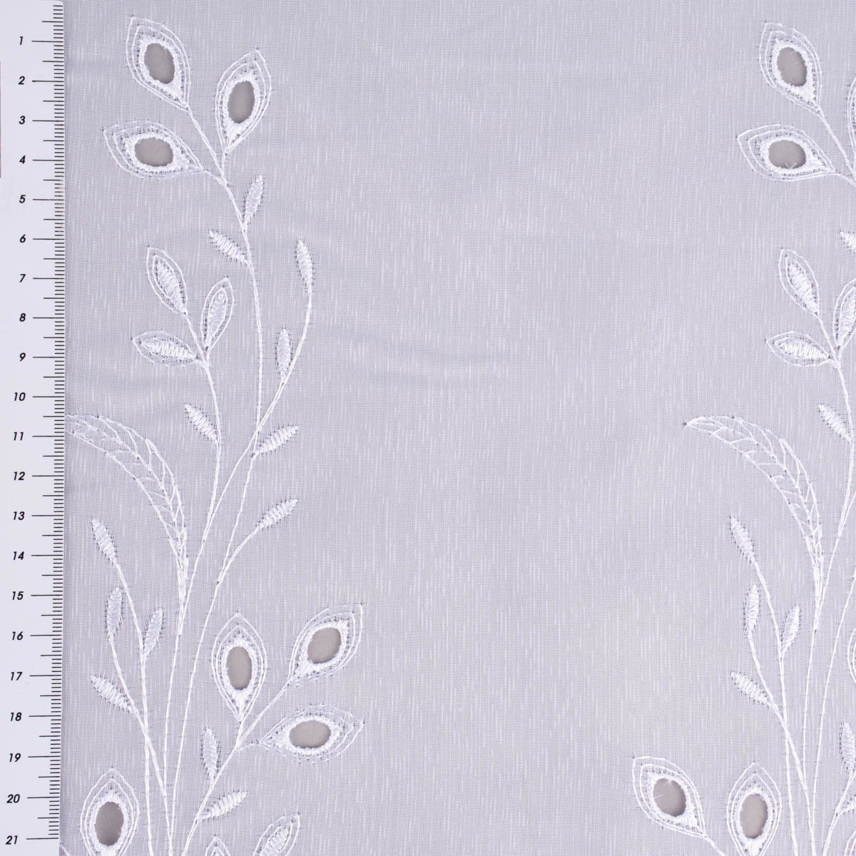 SCHÖNER LEBEN. Meterware Gardinenstoff Gardinenstores Stickerei Voile Blätter Bordüre raumhoc, leicht perforiert, Stickerei/Stickstoff, bestickt, pflegeleicht