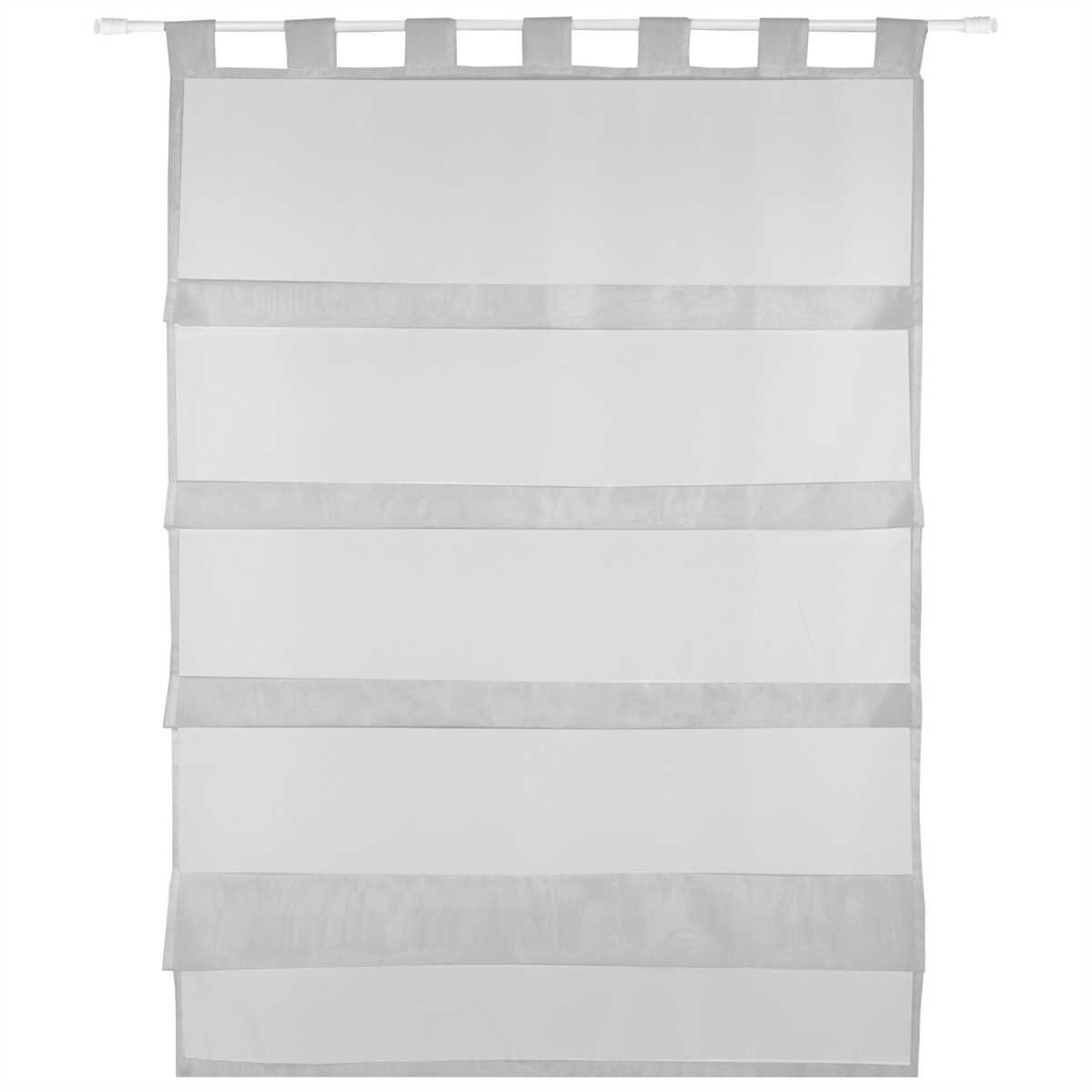 vers. St), Schlaufen in Bestlivings, Grau Bistrogardine Vorhang, (1 "Raffoptik", Microfaser, Schlaufen, transparent, mit Küchengardine Transparente Größen