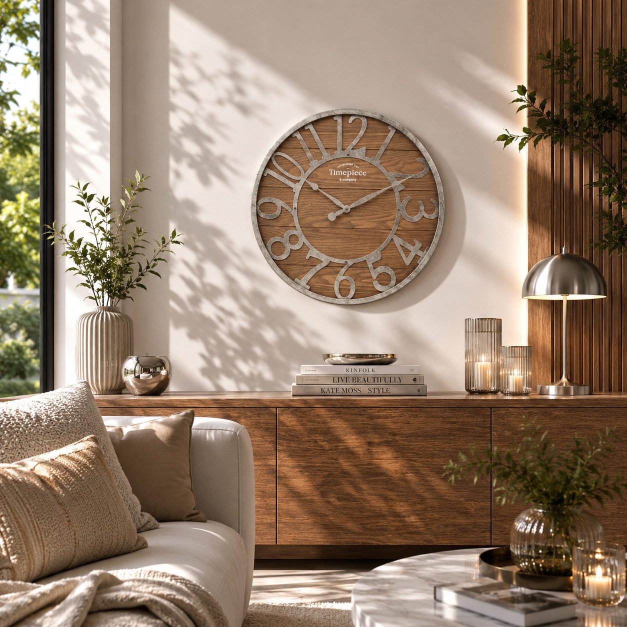K&L Wall Art Wanduhr große Industrielle Metalluhr Vintage Holzuhr Rost Optik (Uhr ohne Tickgeräusche)