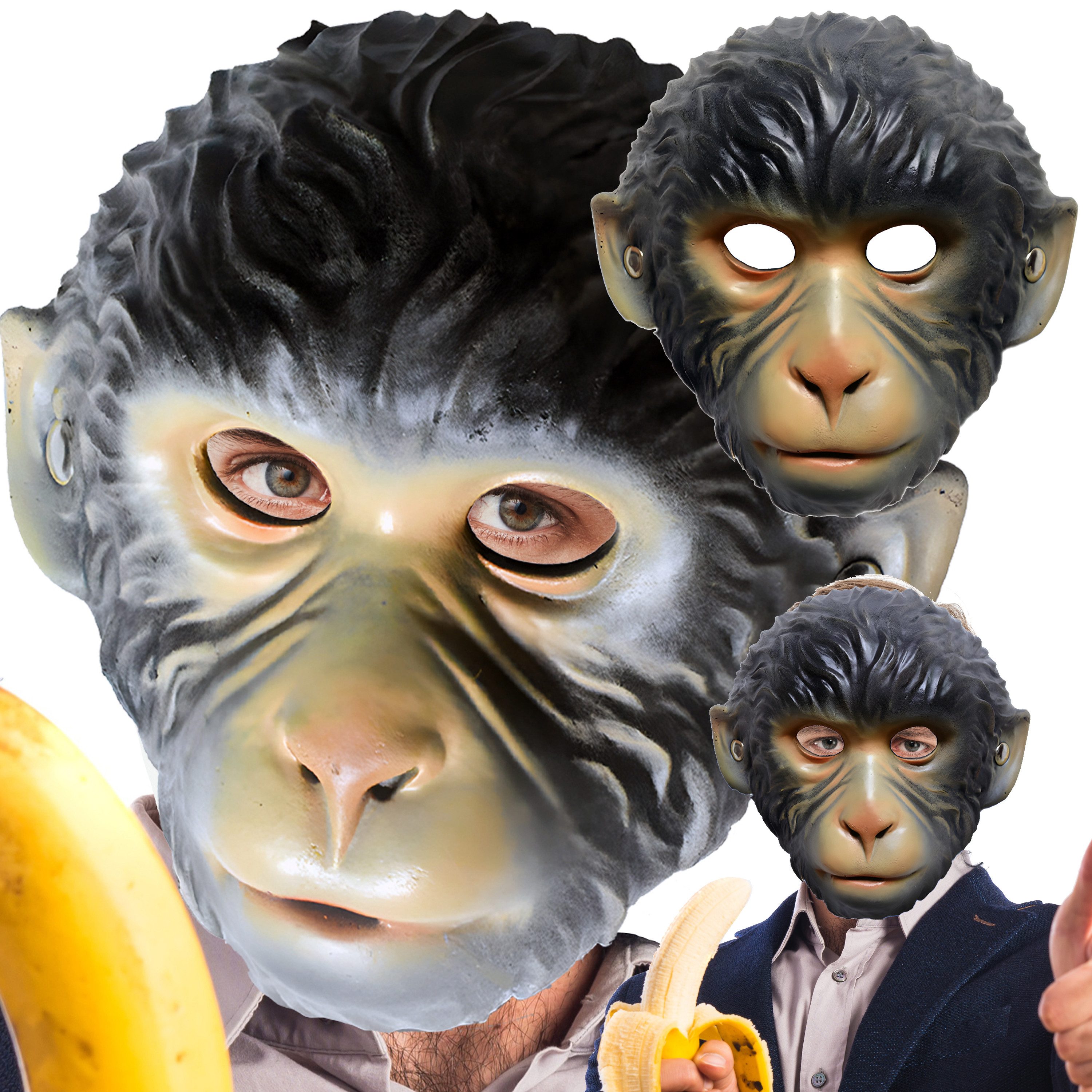 Retoo Kostüm Affenmaske Affe Karneval Halloween Monkey Mask Tiermaske Vollmaske, Vielseitig, Für verschiedene Anlässe, Realistischer Look