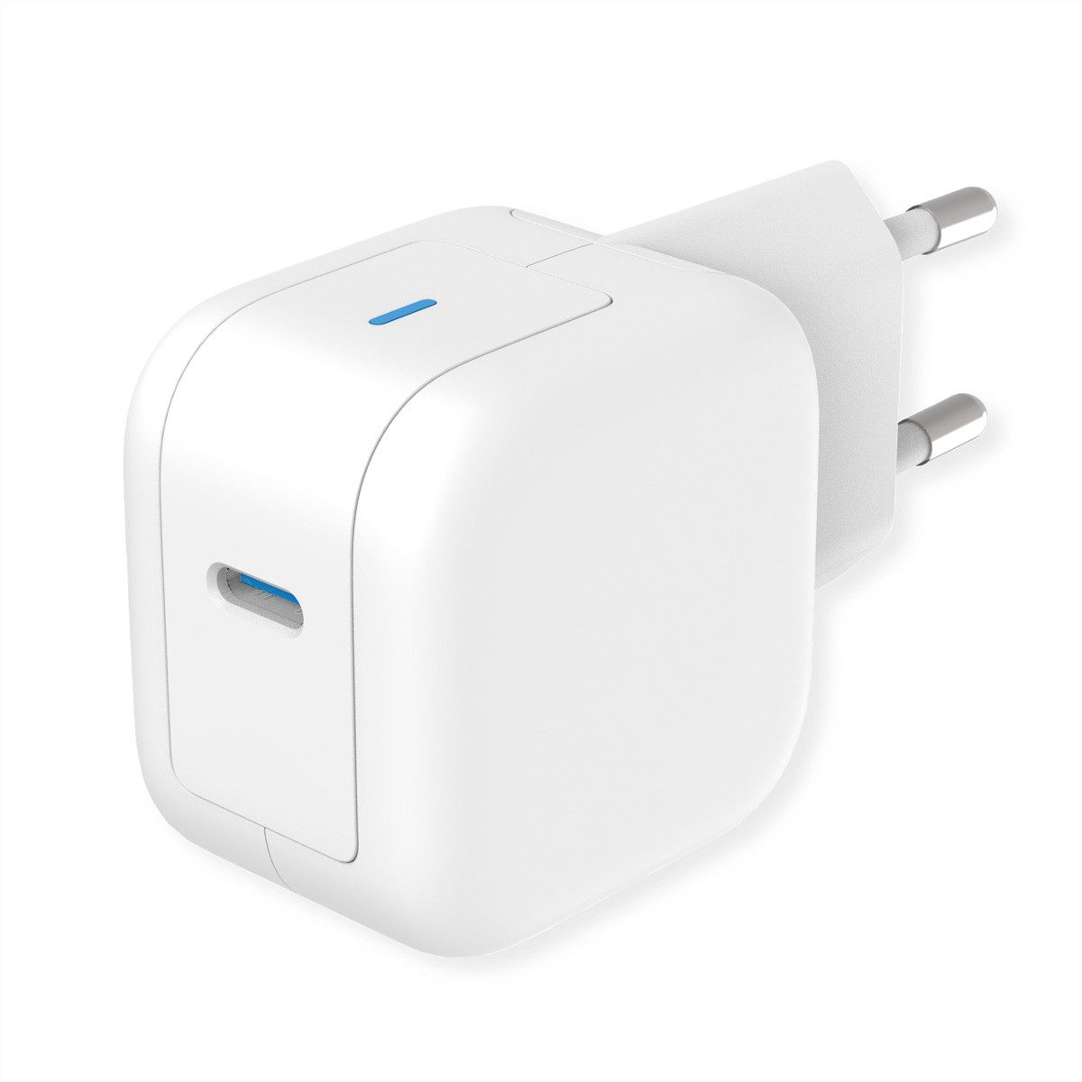 ROLINE USB Charger mit Euro-Stecker Stromadapter, 1 Port Typ-C, GaN, 20W