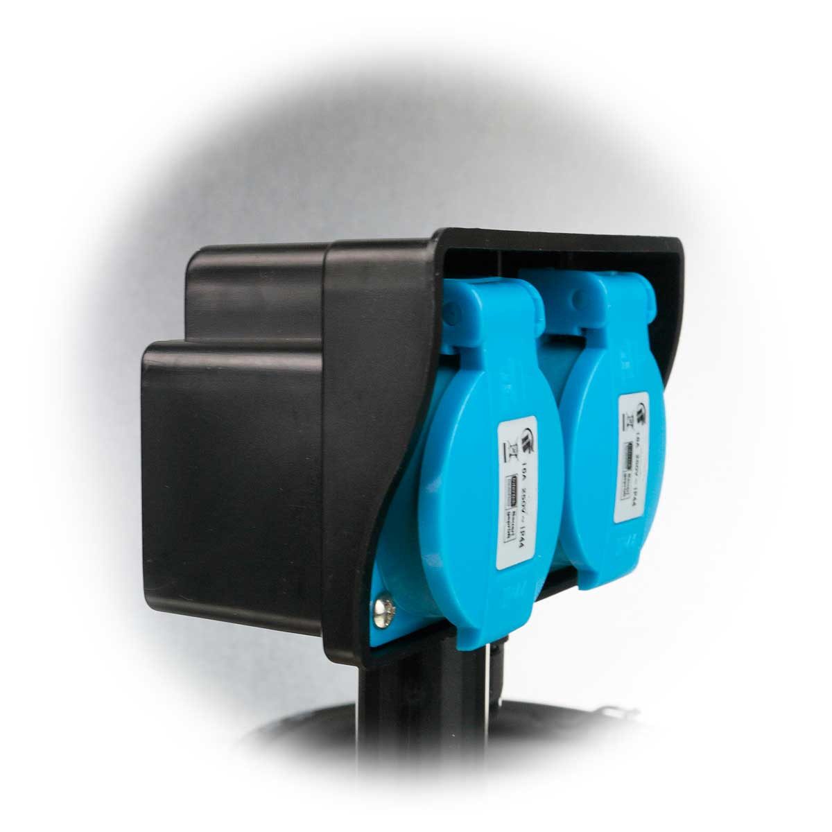 ChiliTec Gartensteckdose Gartensteckdose, 2-fach mit Erdspieß 250V/16A IP44