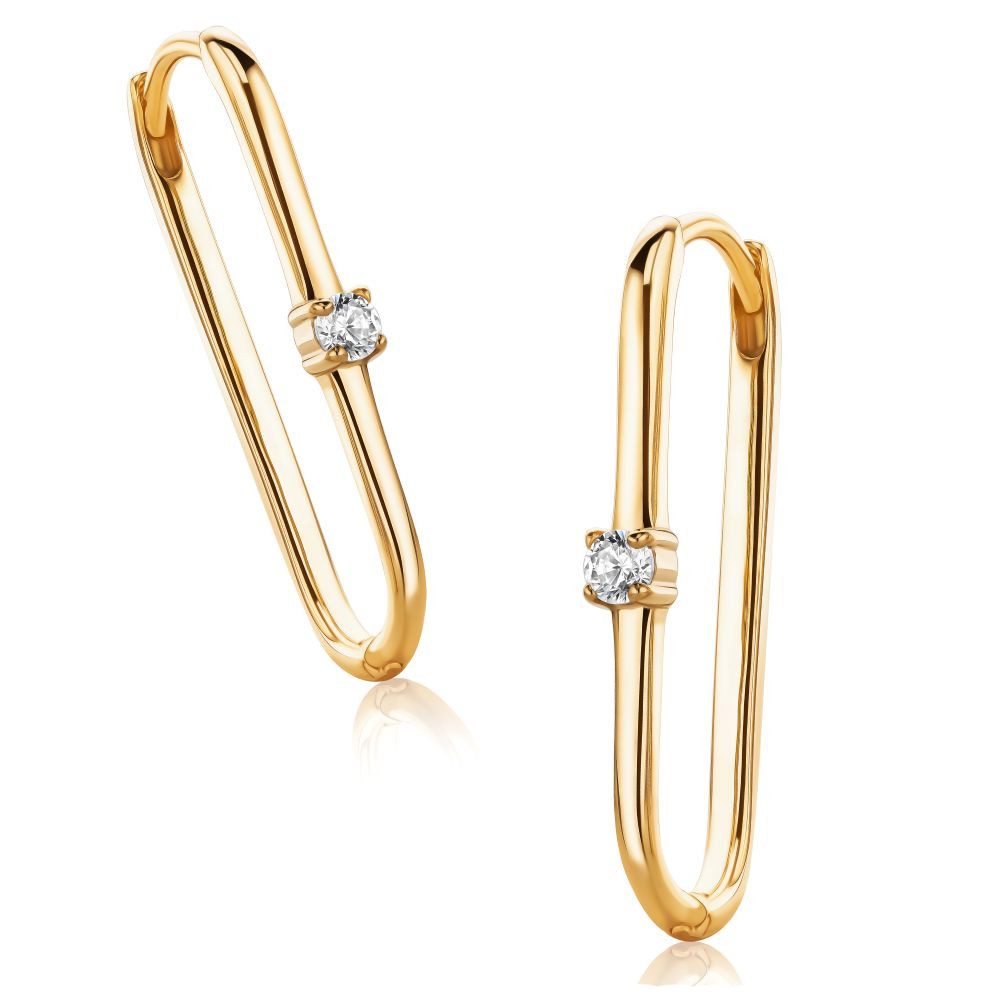 Miore Klappcreolen MSAE296E - 925 Sterling Silber Ohrringe vergoldet - Zirkonia 0,25 Kt, für Damen 18 Kt. vergoldet – Bild 4 von 5