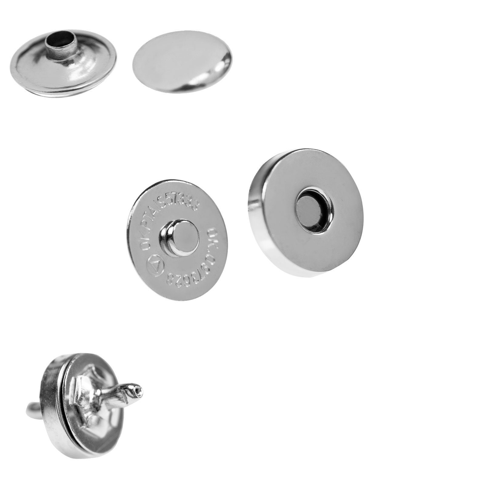 maDDma 10 Magnet-Verschlüsse mit Nieten, Verschluss rund, Größen Farbwahl Gurtstecker (10 er Paket, 10-tlg), 14mm