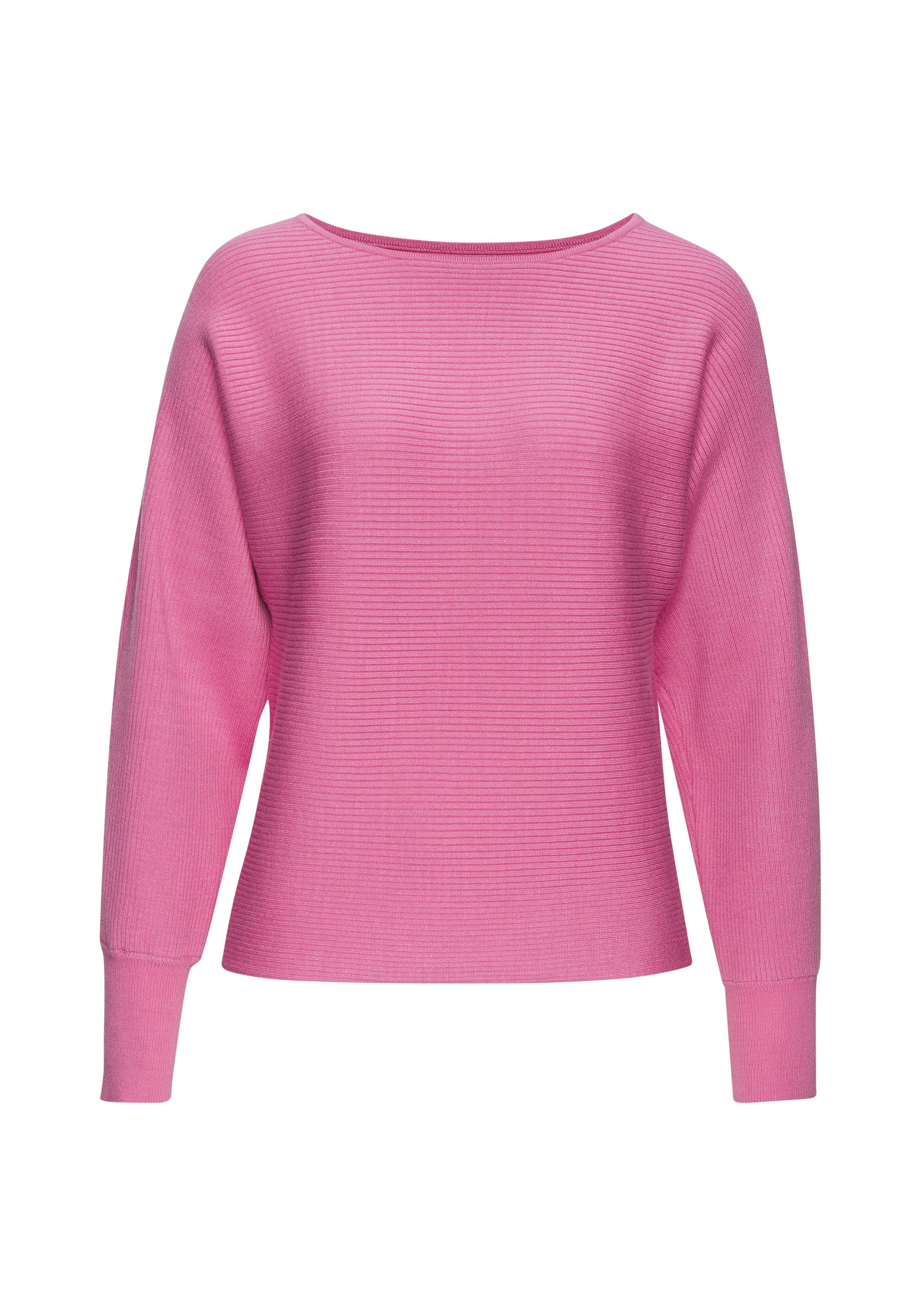 Vivance Strickpullover mit U-Boot-Ausschnitt, Fledermausärmel, Streifenoptik, Oversize. € 49,99
