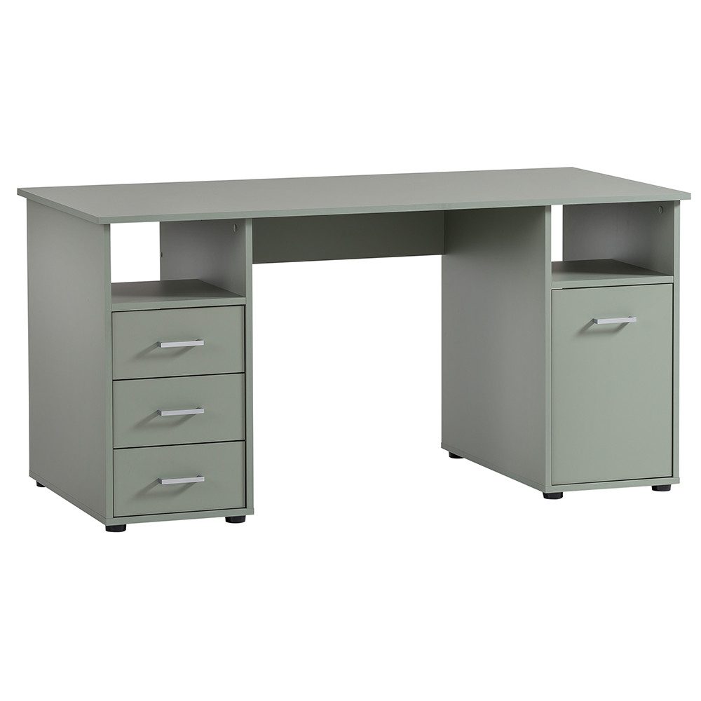 Lomadox Schreibtisch NEVERS-80, grün, 3 Schubkästen, 1 Tür, B/H/T ca. 150/74/70 cm