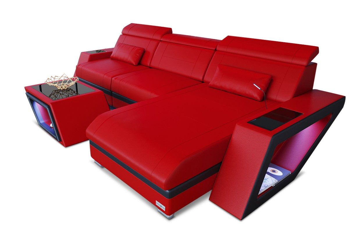 Sofa Dreams Ecksofa Ledersofa Catania L Form Mini, Designersofa, Sofa mit Licht und USB
