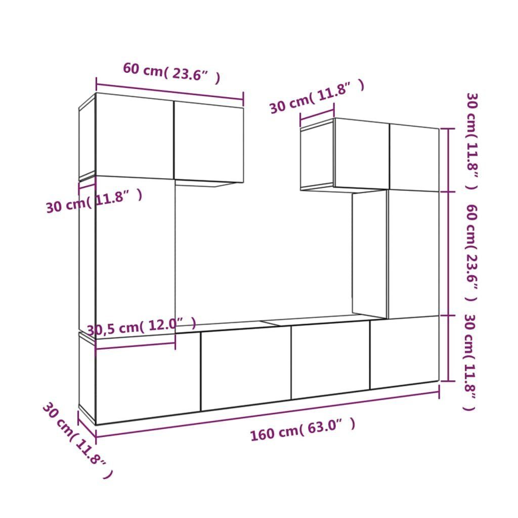 Betongrau TV-Schrank-Set (6-St) Holzwerkstoff vidaXL 6-tlg. TV-Schrank