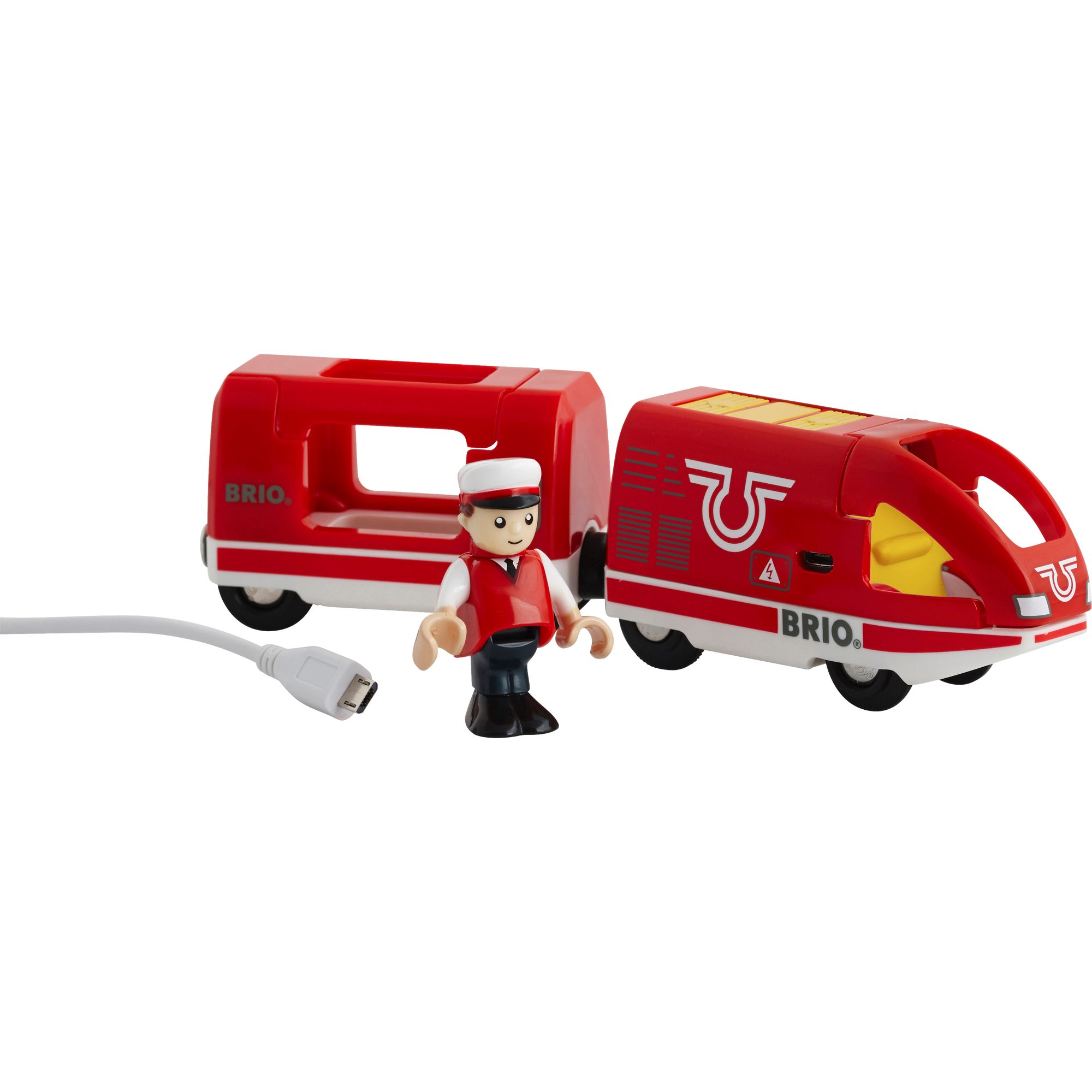 BRIO® Spielzeug-Eisenbahn BRIO World World Roter Akku-Reisezug, Spielfahrzeug
