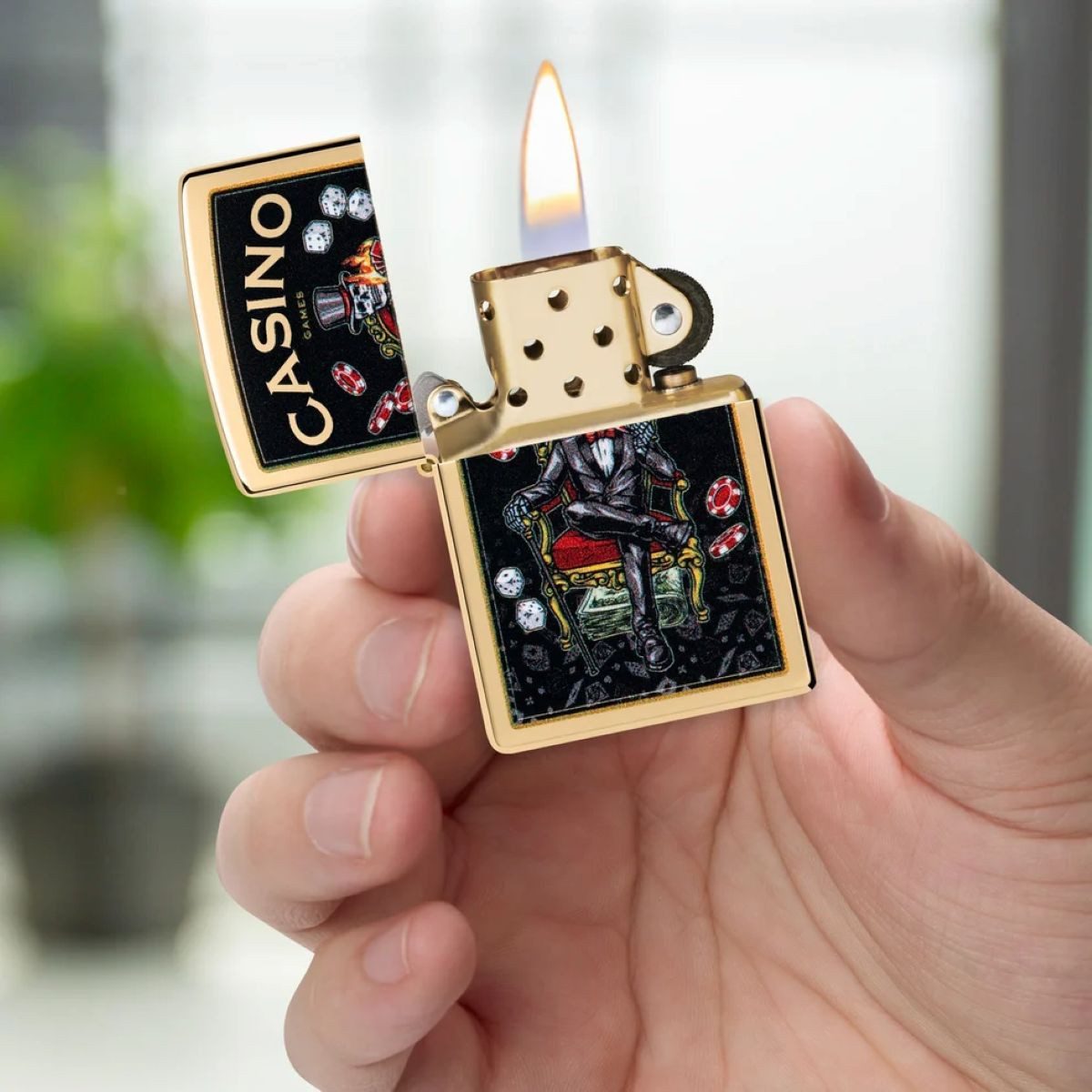 Zippo Feuerzeug Messing Casino Games Skull (1-St), Zippo Neuheit Herbst 2026 – Bild 3 von 3