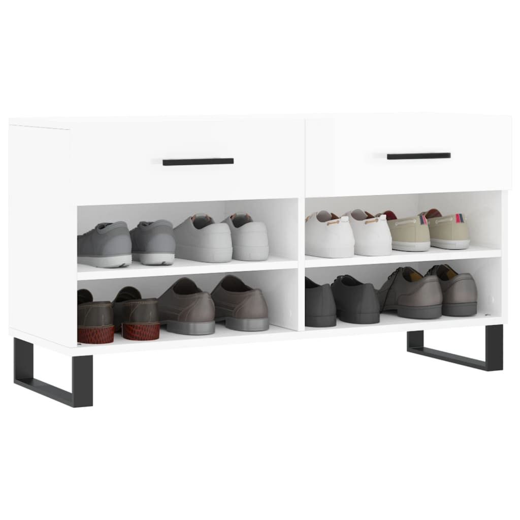 vidaXL Schuhregal Schuhbank Hochglanz-Weiß 102x35x55 cm günstig online kaufen