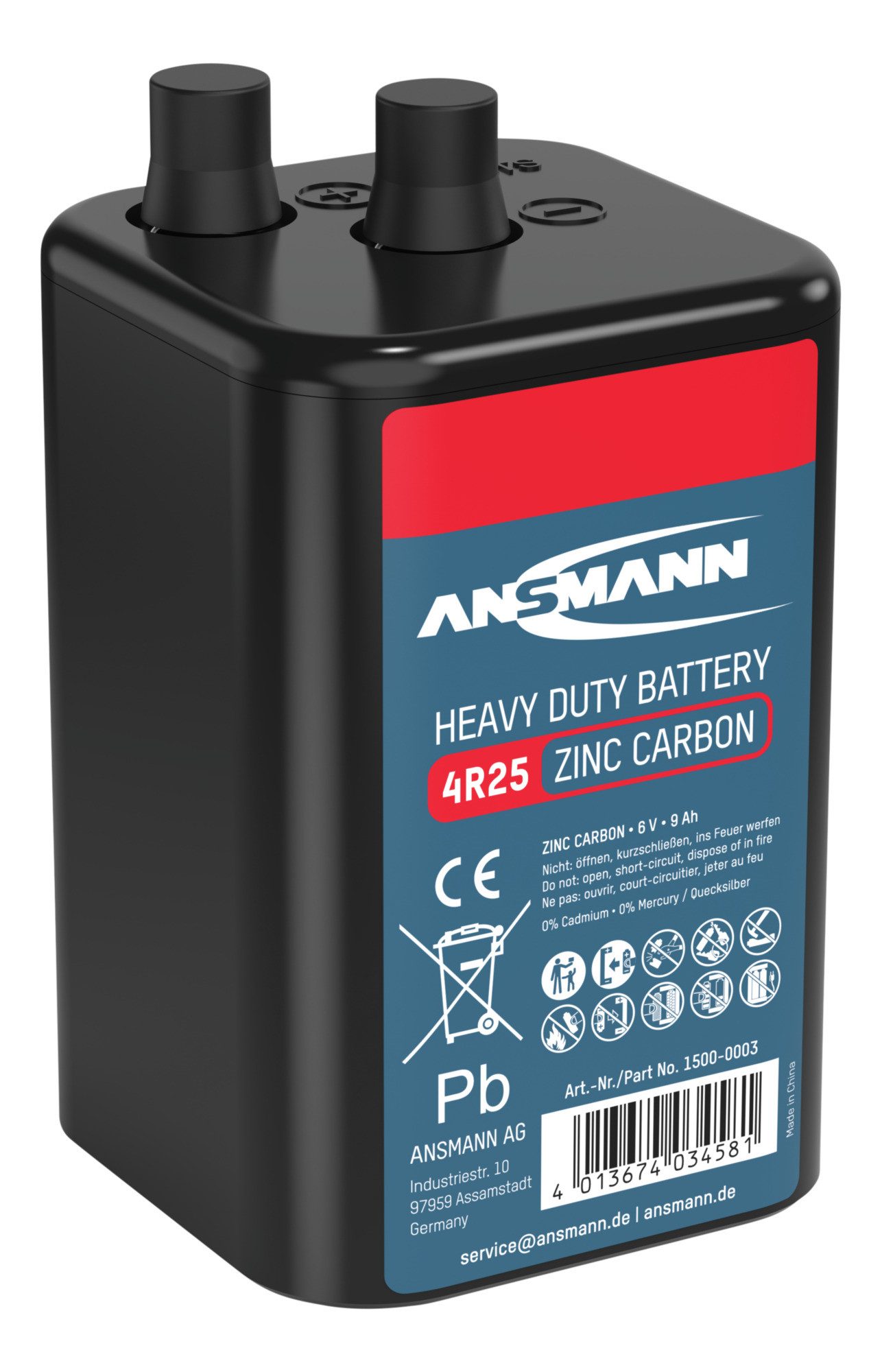 ANSMANN AG 1x 4R23 Zink-Kohle Batterie 6V – Blockbatterie (1 Stück) Batterie