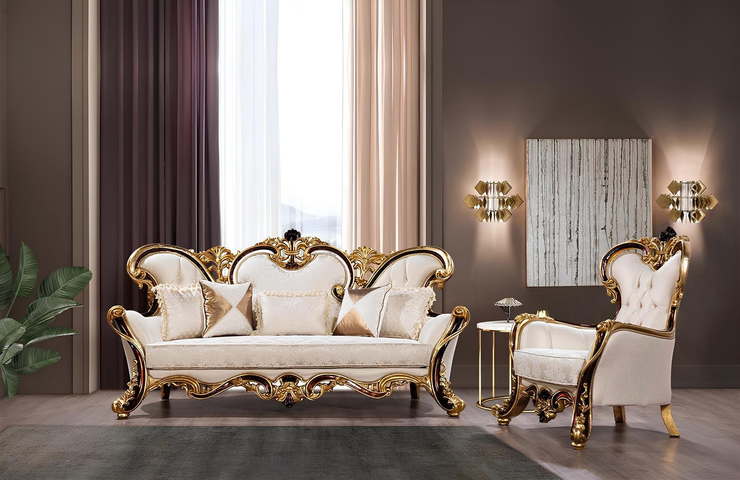 Xlmoebel Polstergarnitur Königliches Sofa Set 3+1 Sitzer im klassischen Luxusdesign, (2-tlg), Made in Europa