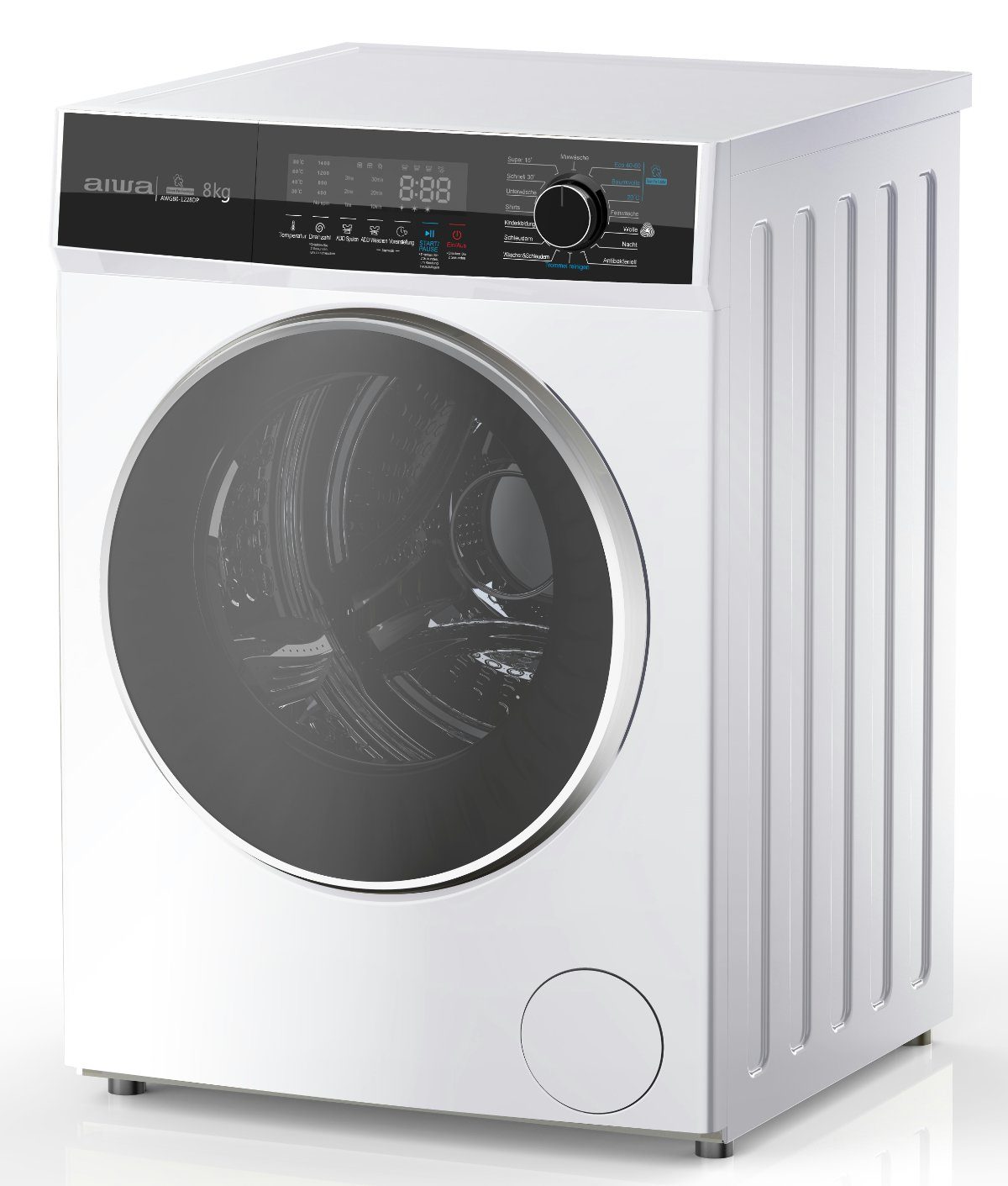 Aiwa Waschmaschine AWG80-1228DP, 8 kg, 1200 U/min, 15 min Superwaschprogramm,30 min Schnellwaschprogramm,Nachtprogramm | Frontlader