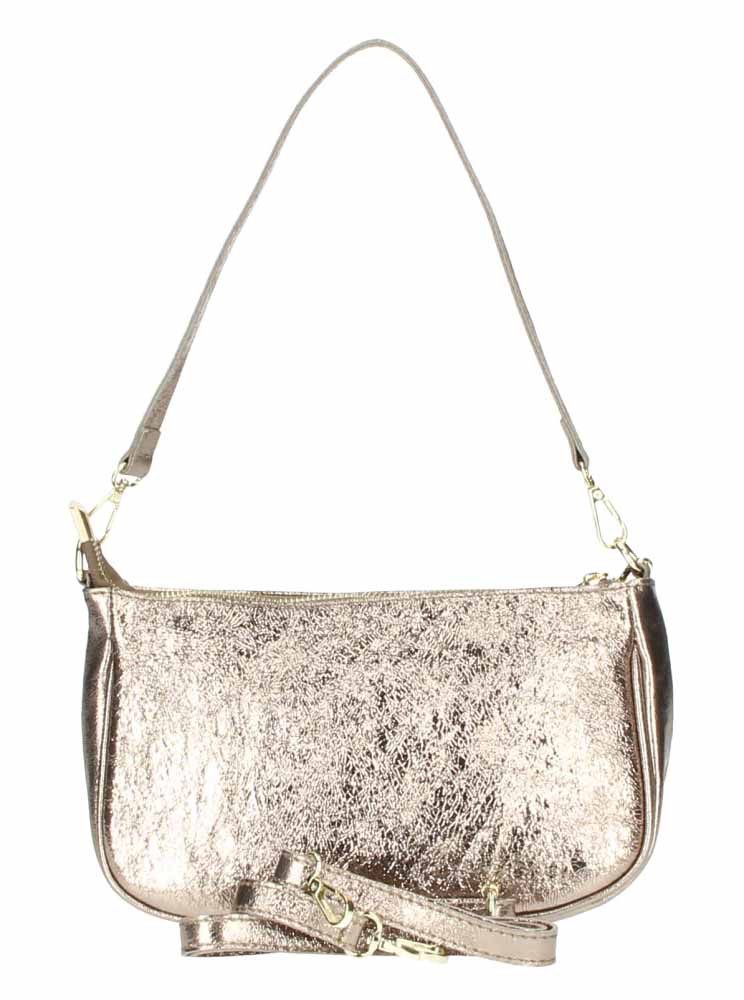ITALYSHOP24 Schultertasche Made in Italy DAMEN LEDER TASCHE Pochette mit Kette CrossOver City Bag, Handtasche Umhängetasche Clutch Ledertasche Bodybag Schmucktasche