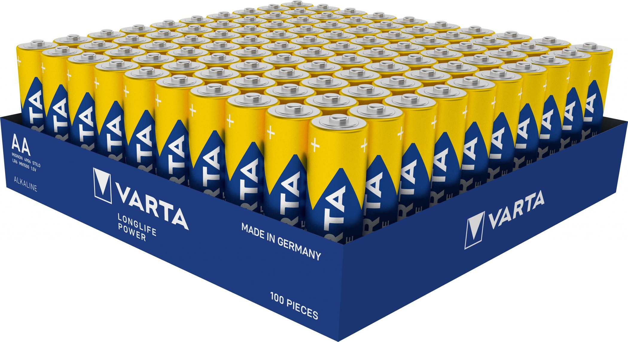 VARTA 100 4906 Longlife Power AA / Mignon Alkaline Batterien im 100er Tray Batterie