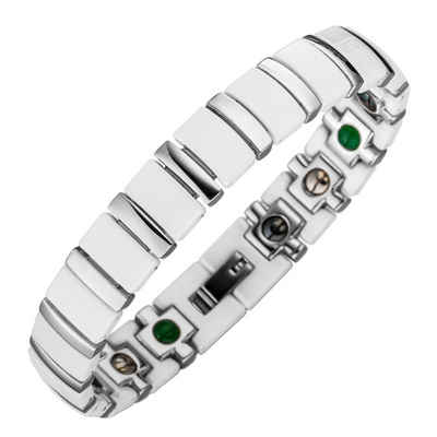 Lunavit Armband »Lunavit Magnet Armband Titan Jade silber-weiß«