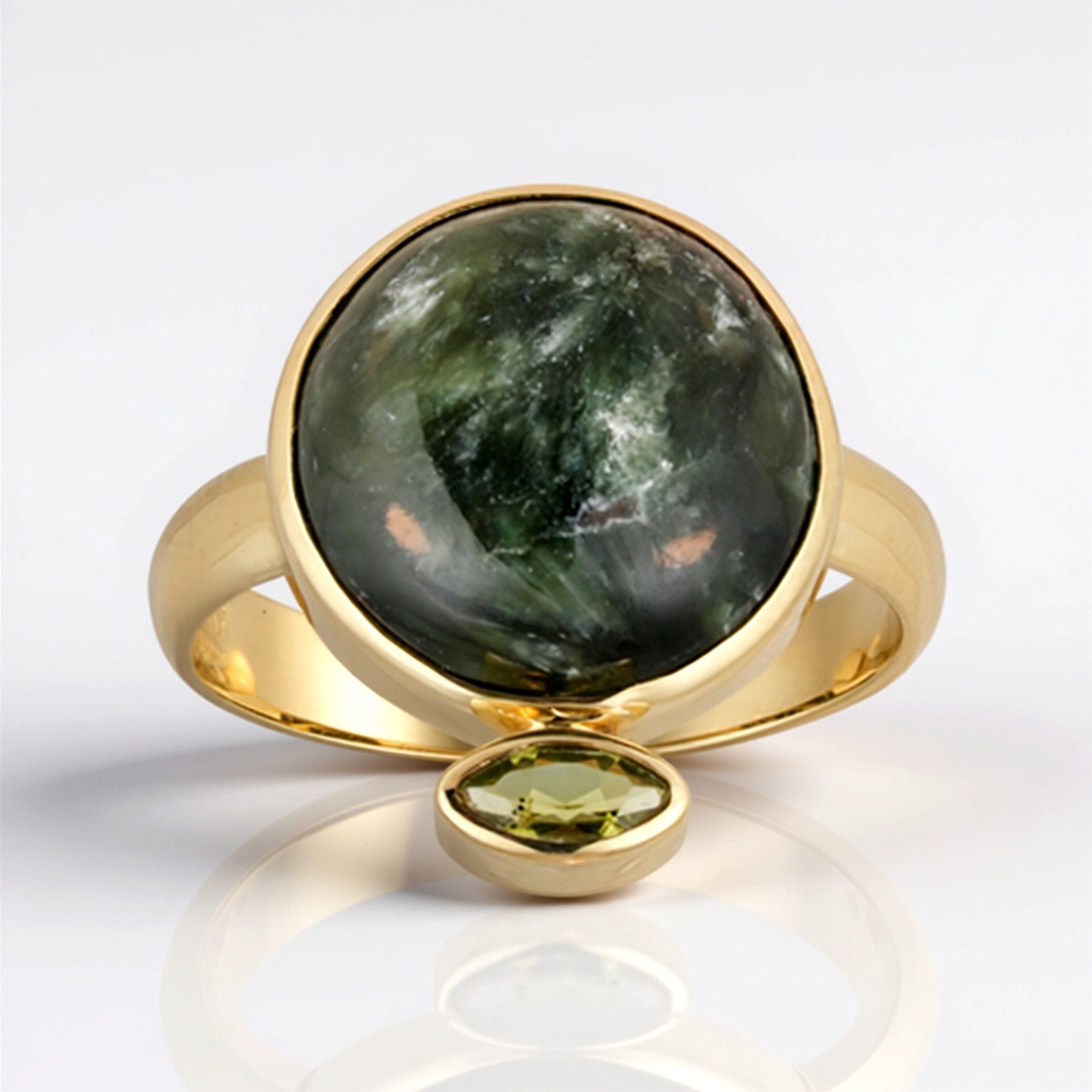 Cavill Silberring Seraphinit Peridot Vergoldeter Silberring (1-tlg)