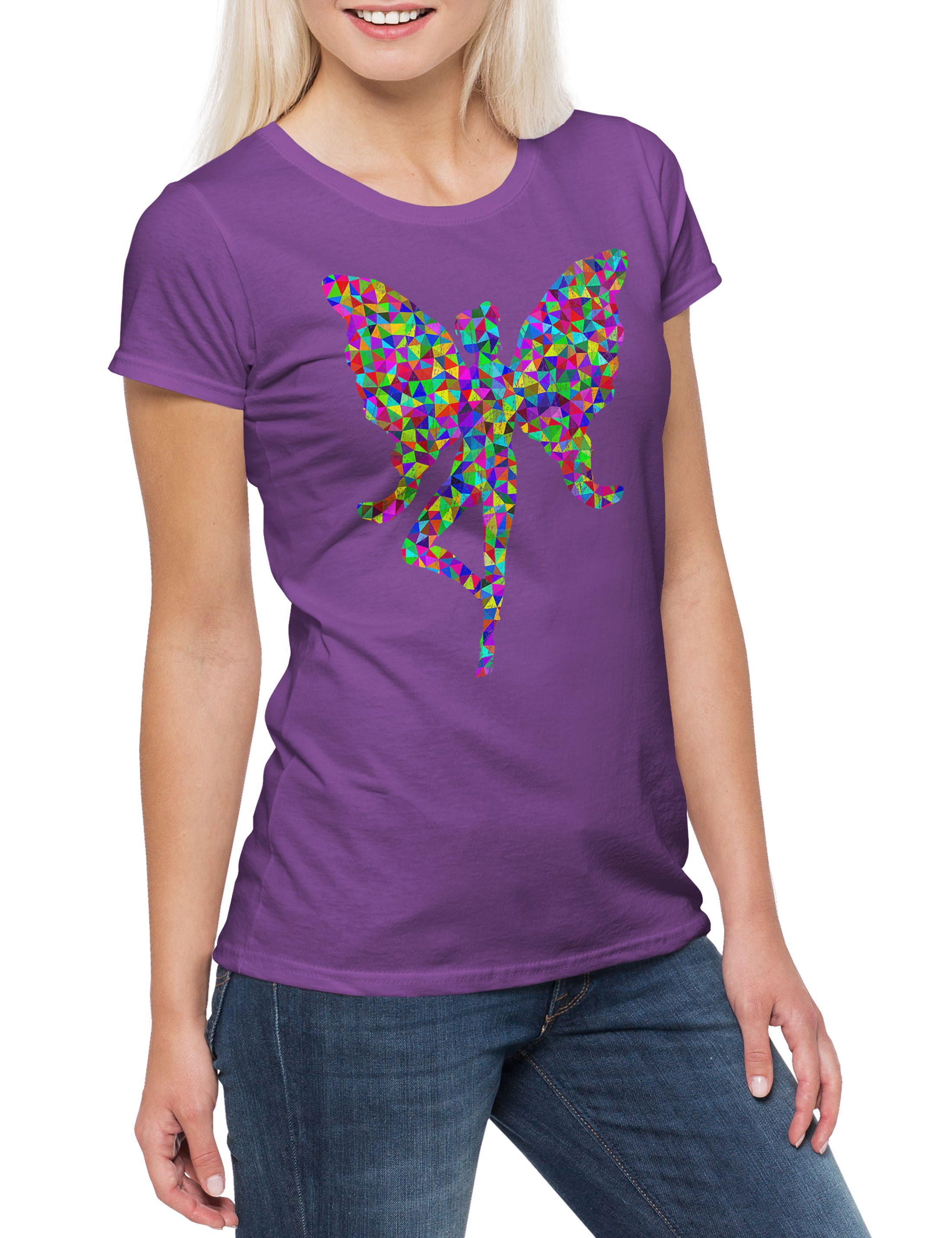 Print-Shirt Colored Fairy Damen T-Shirt Elves Fairies Elfen Feen Fantasy Einhorn