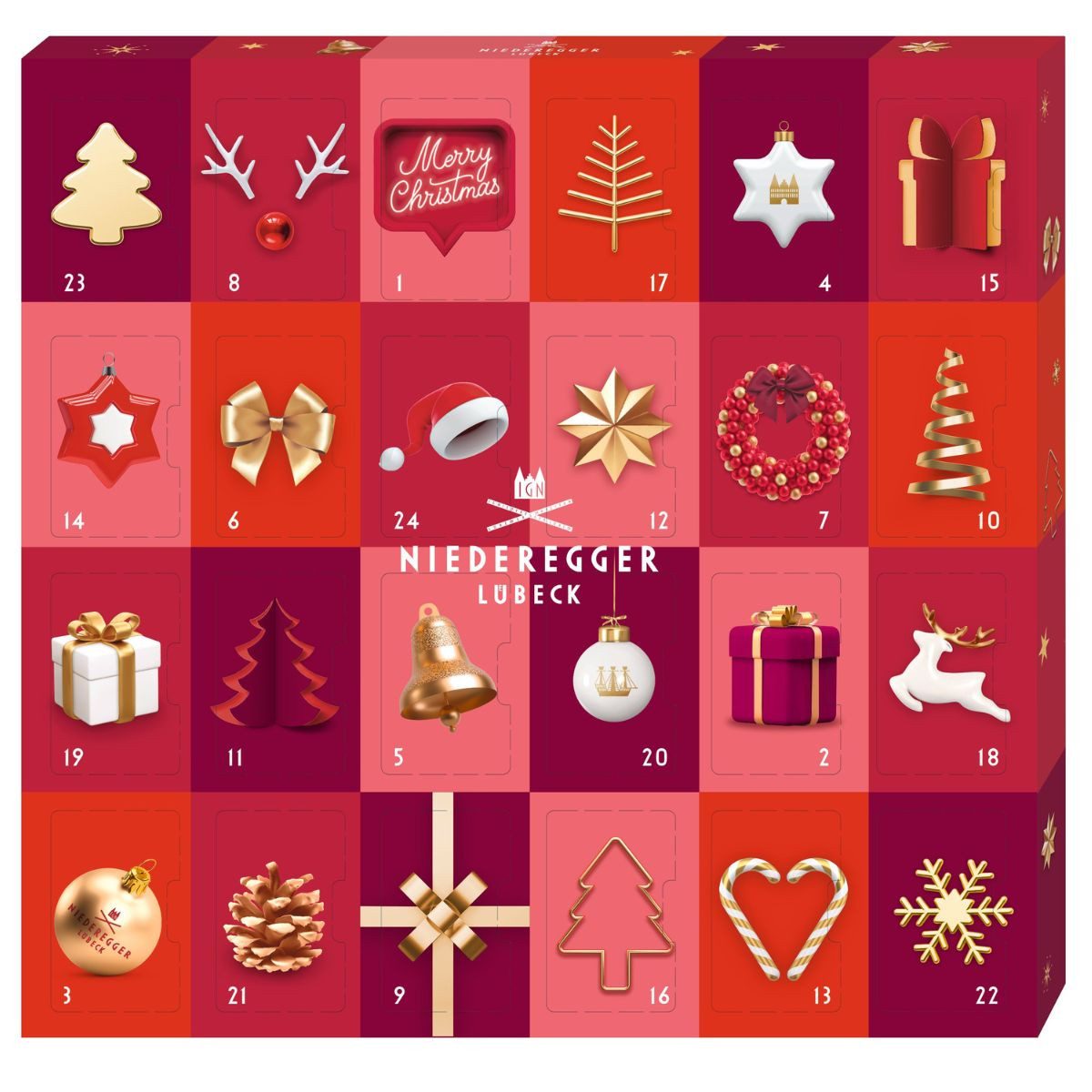 Niederegger Süßigkeit Adventskalender Minis Glamour, 168 g, Niederegger, 168 g