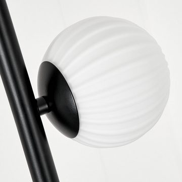 hofstein Stehlampe Stehlampe aus Metall/Riffelglas in Schwarz/Weiß, ohne Leuchtmittel, Leuchte mit Glasschirmen (10cm), Fußschalter, 5xG9, ohne Leuchtmittel
