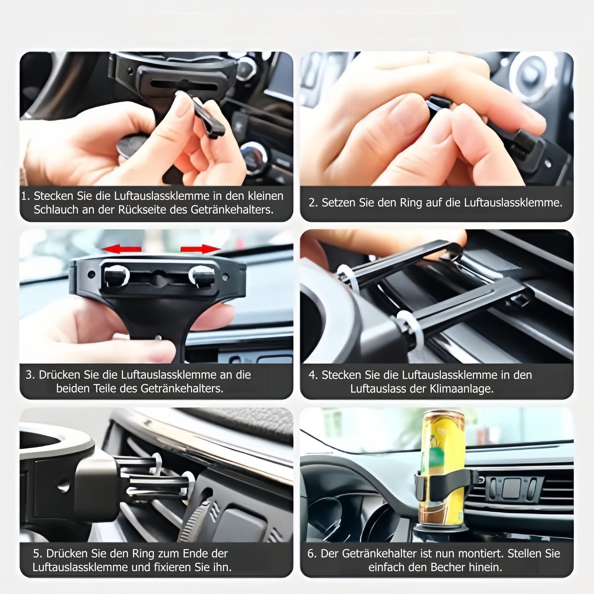 FOUORTUNATE-BEE Halterung Auto Getränkehalter 2er Set – Verstellbarer Becherhalter für Lüftung, (Universeller Auto-Becherhalter für Dosen, Flaschen & Kaffeebech – Bild 4 von 5