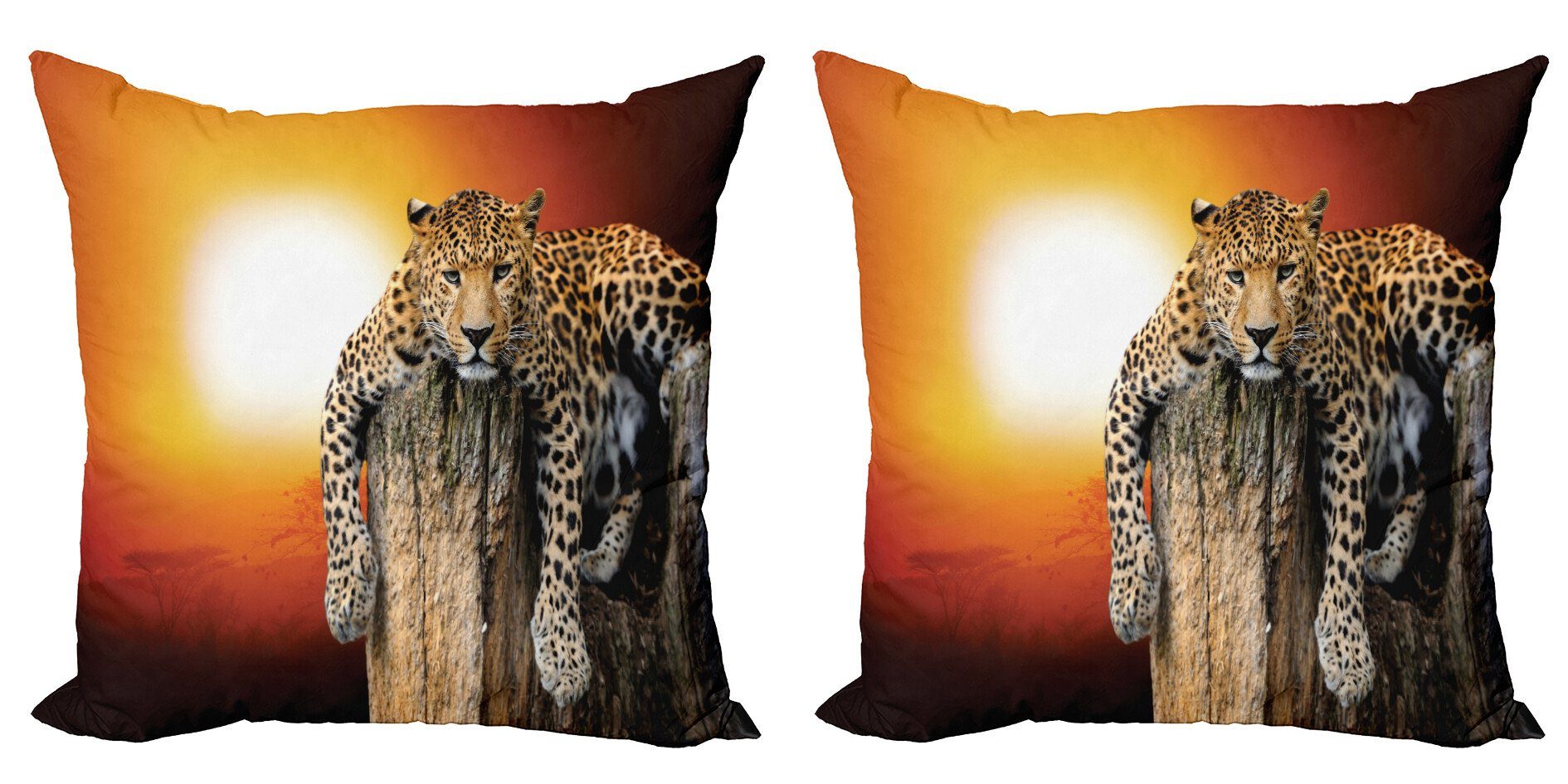 Kissenbezüge Modern Accent Doppelseitiger Abakuhaus Baum auf Safari (2 Digitaldruck, afrikanisch Leopard Stück)