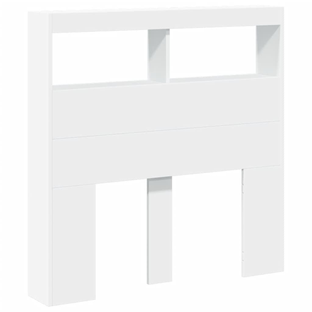 vidaXL Bett LED-Kopfteil mit Ablagen Weiß 100x17x102 cm (1-tlg)