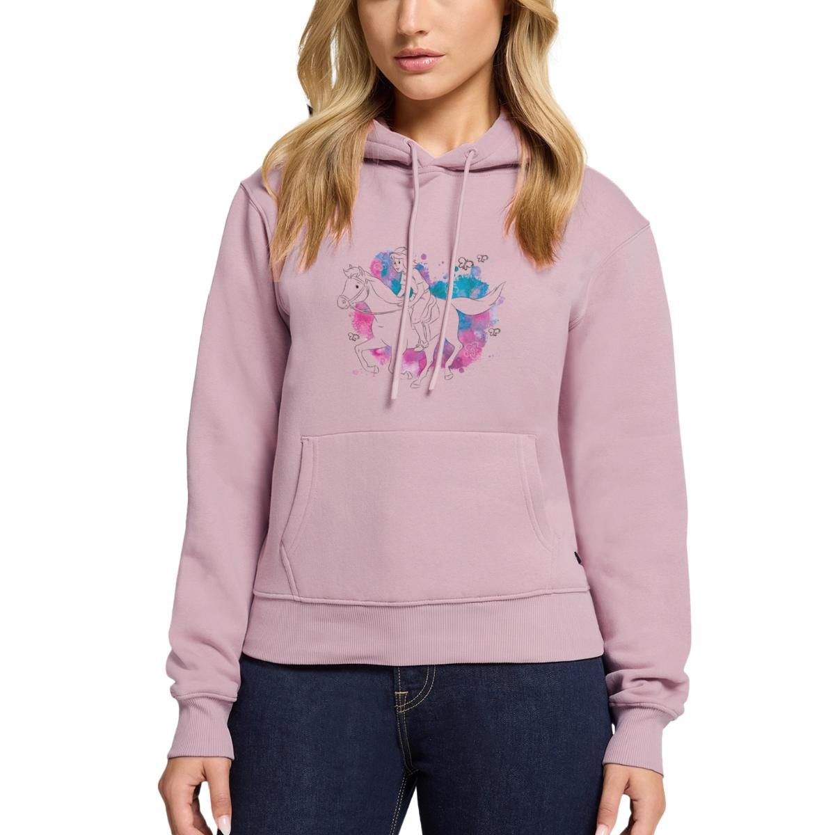 Spreadshirt Hoodie Bibi Und Tina Hengst Amadeus Im Galopp Line Art Damen Premium Hoodie (1-tlg)
