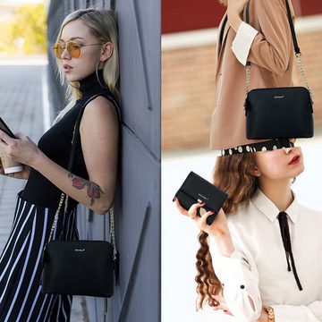 TAN.TOMI Mini Bag Damen Kleine Umhängetasche mit Geldbörse,Kette Schulterriemen, Geschenke für Frauen in schlichter Optik Handtasche für Bankett Party