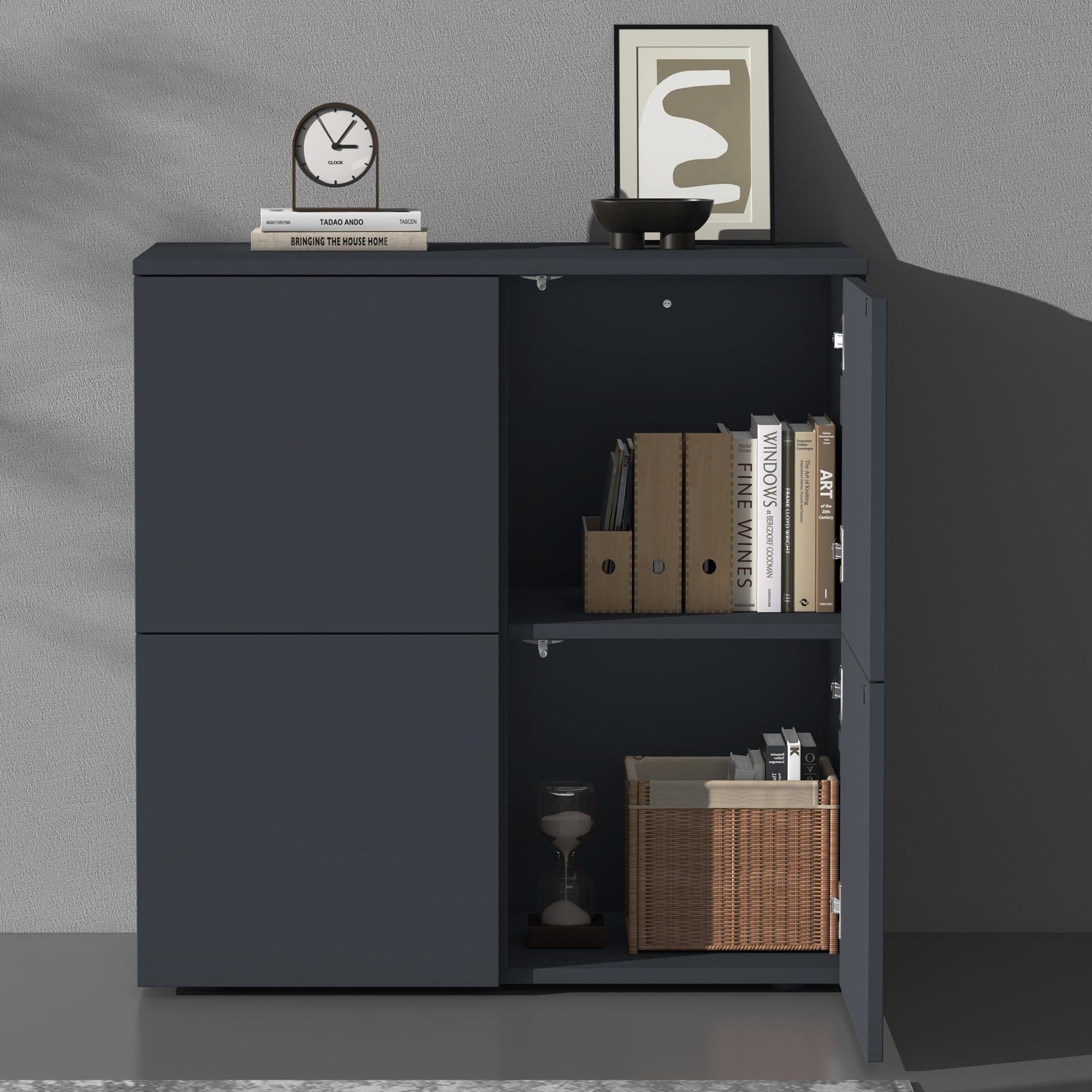 doporro Sideboard Kommode Möbel Mehrzweckschrank Push-to-Open Aufbewahrungsschrank – Bild 3 von 5