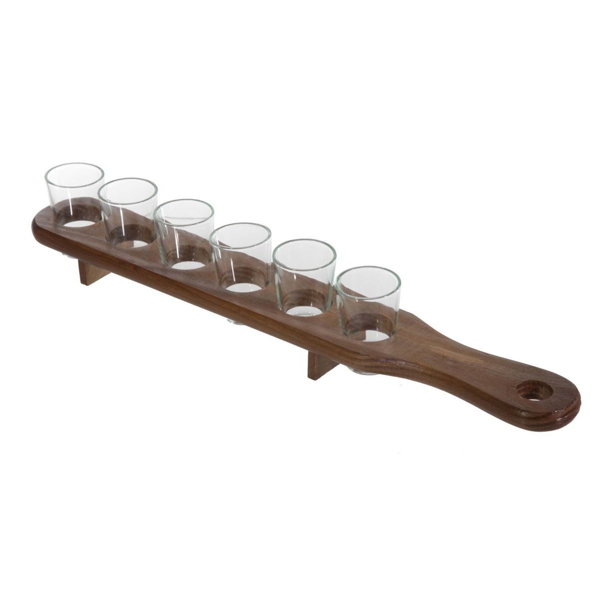 CEPEWA Schnapsglas Schnapsbrett ca. 44 cm 6 Gläser Holz Schnapslatte Schnapsleiste Halter, Kiefernholz, Glas, mit Aufhängeöse