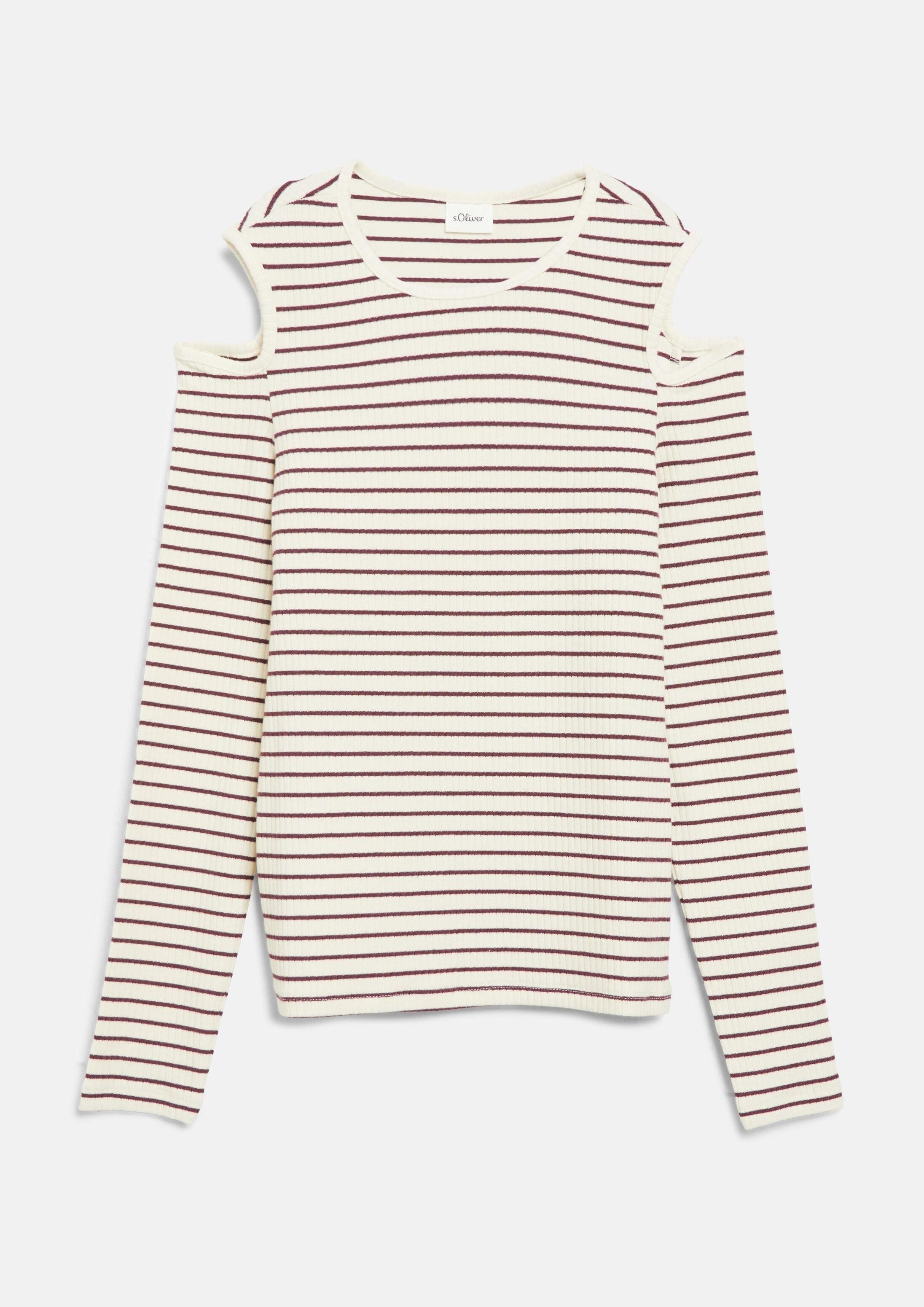 s.Oliver Langarmshirt T-Shirt Weiches Rippshirt mit Cut Out im Slim Fit