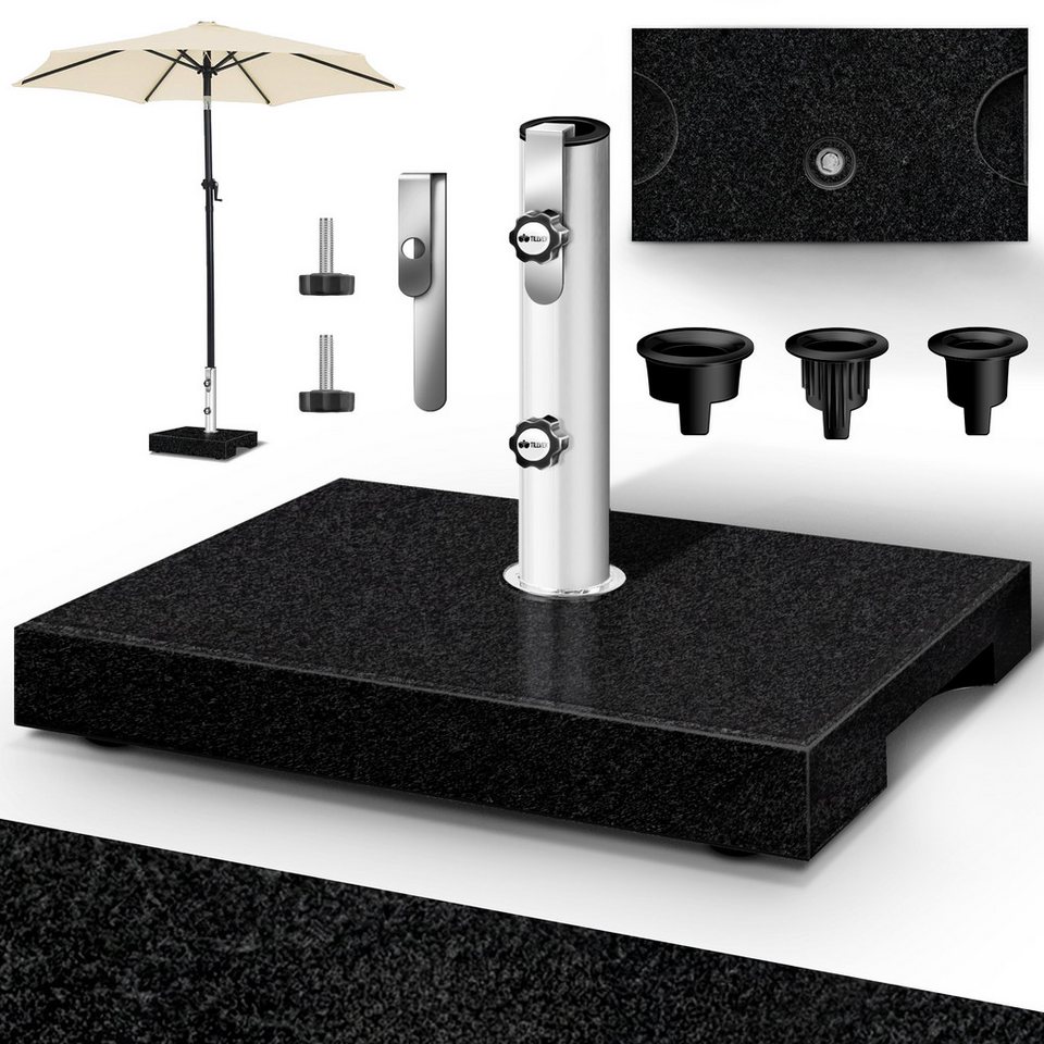 tillvex Sonnenschirm tillvex Granit Sonnenschirmständer, Balkonschirmständer für Schirmstöcke 16-48 mm & 300cm Schirmdurchmesser, Sonnenschirm, Granit Sonnenschirmständer