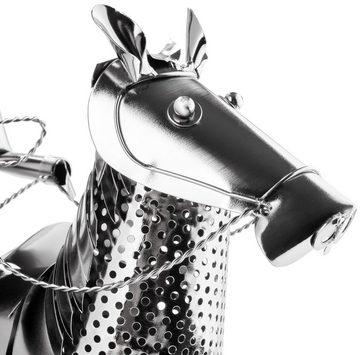 BRUBAKER Weinflaschenhalter Reiterin auf Pferd, (inklusive Grußkarte), Metall Skulptur, Wein Geschenk