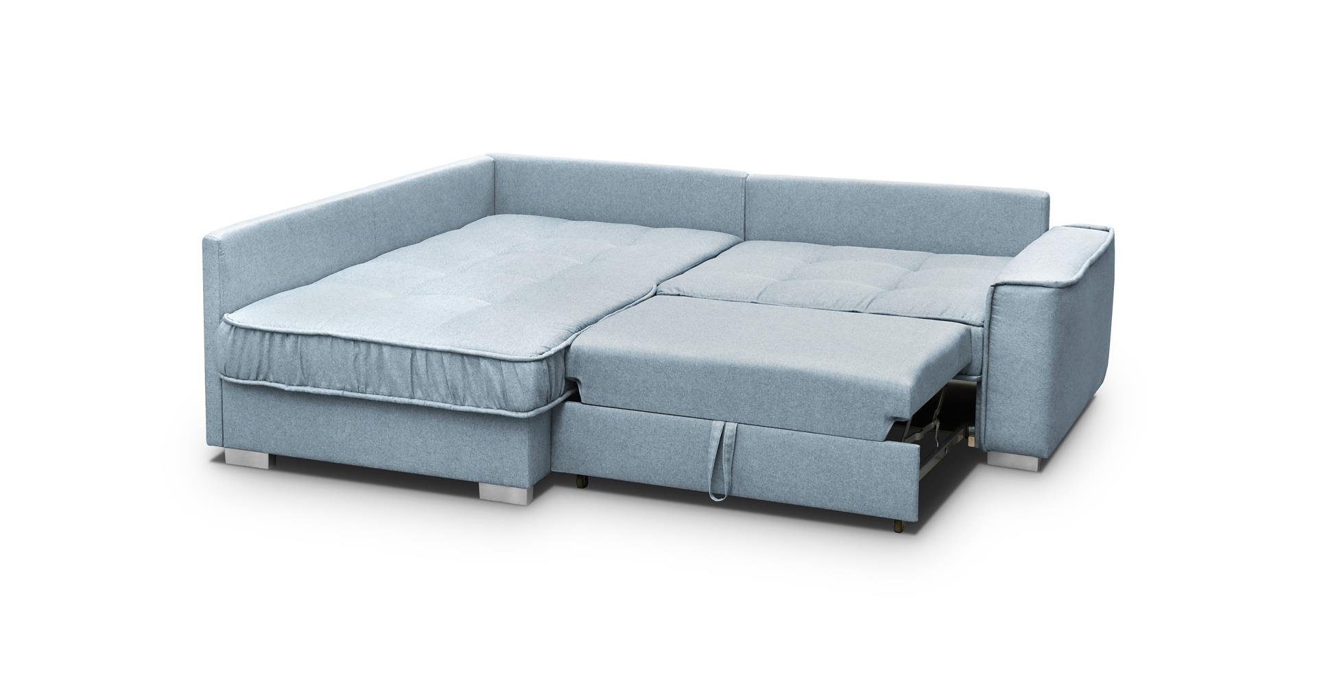 Bettkasten Couch (rino mit Modern Eckcouch rino 79) Beautysofa Ralf Sofa + Polsterecke Blau Schlaffunktion 73 und
