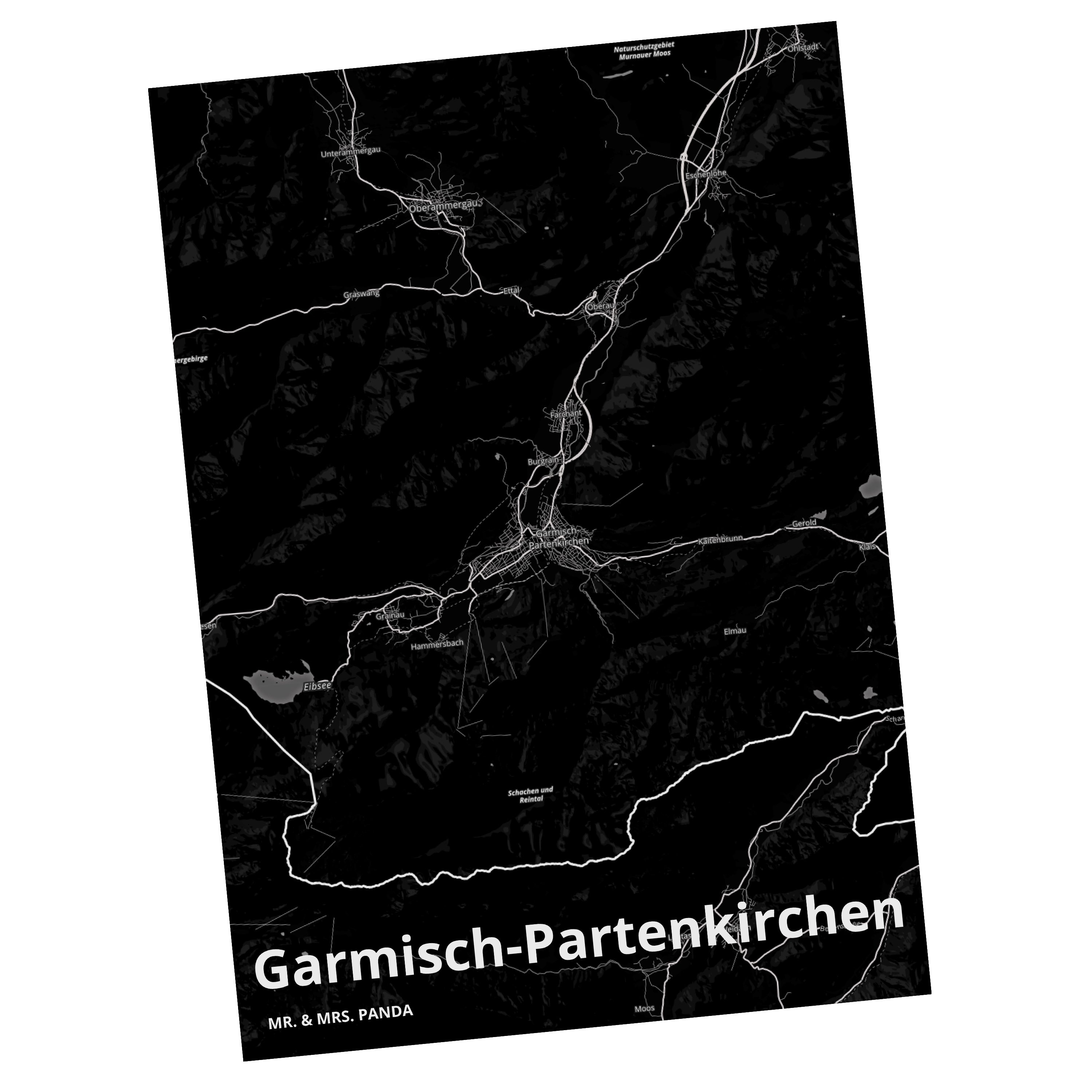 Mr. & Mrs. Panda Postkarte Garmisch-Partenkirchen - Geschenk, Ort, Dankeskarte, Grußkarte, Gesch