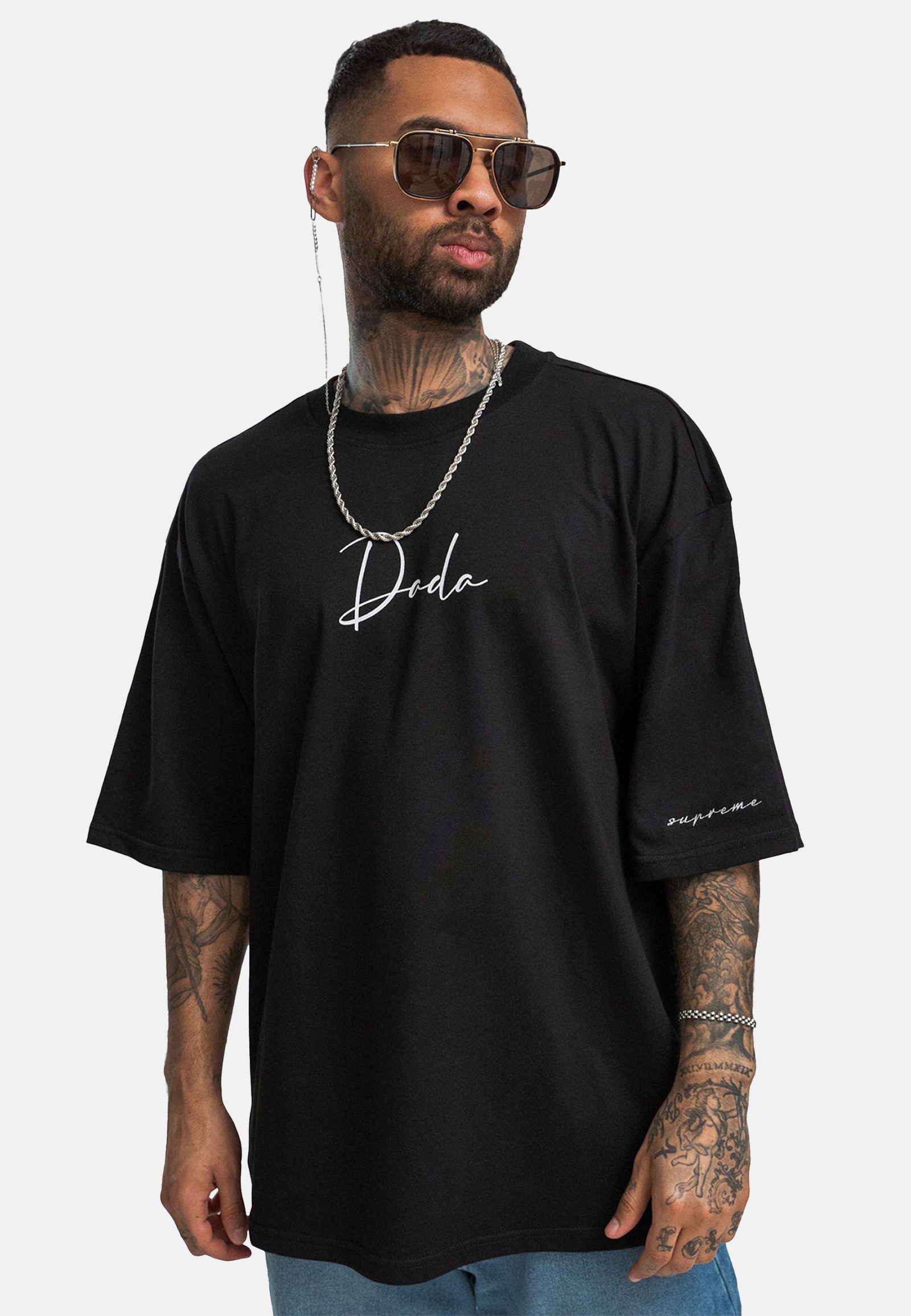DADA Supreme T-Shirt Oversize Passform mit Frontstickerei und für Herren Bio-Baumwolle nachhaltig Normal Fit Rundhals Kurzarm Logo