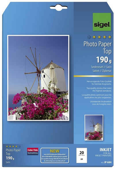 Sigel Fotopapier sigel InkJet-Foto-Papier, seidenmatt, A4, 190 g/qm