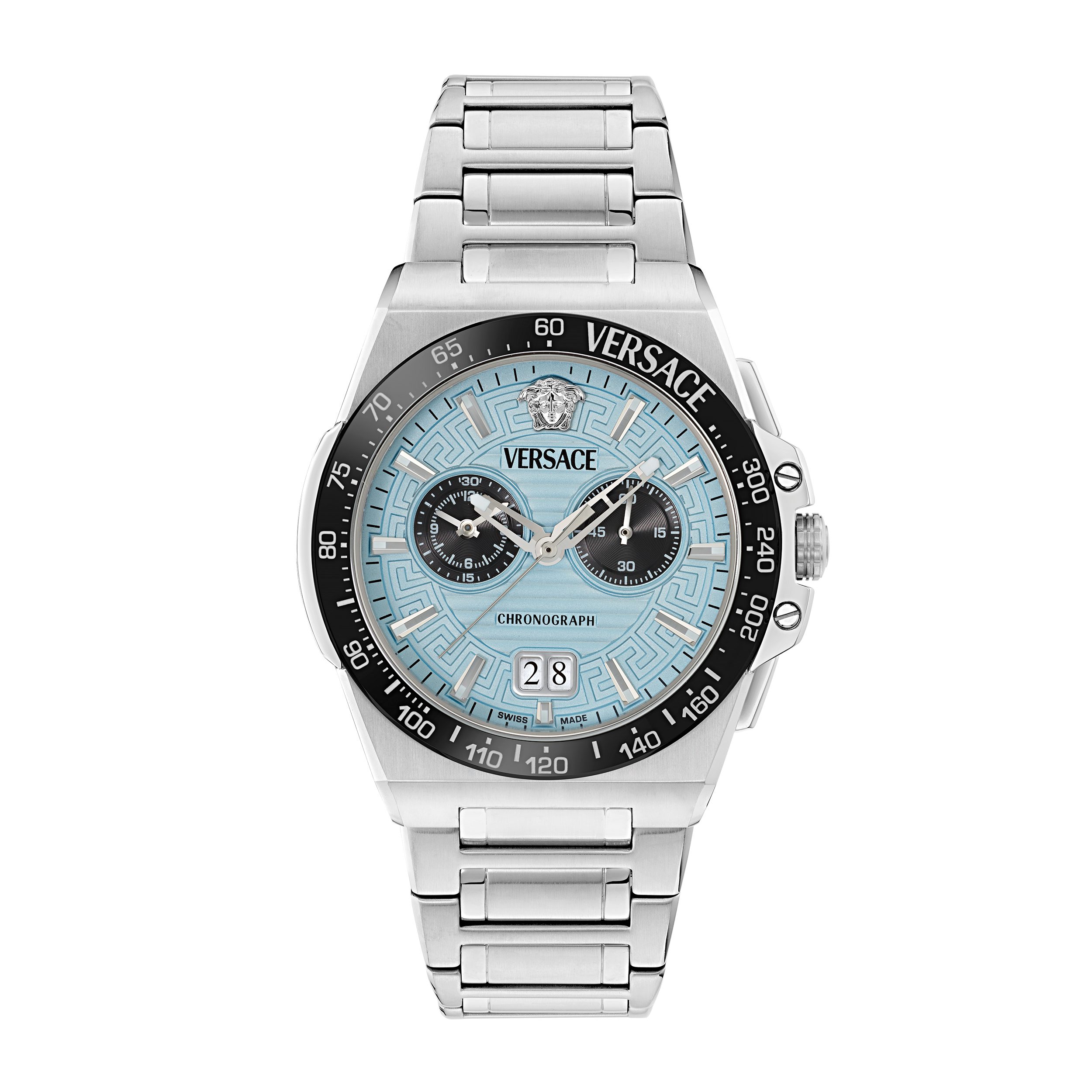 Versace Chronograph GRECA REACTION VE5N00226, Quarzuhr, Armbanduhr, Herrenuhr, Swiss Made, Edelstahlarmband, analog