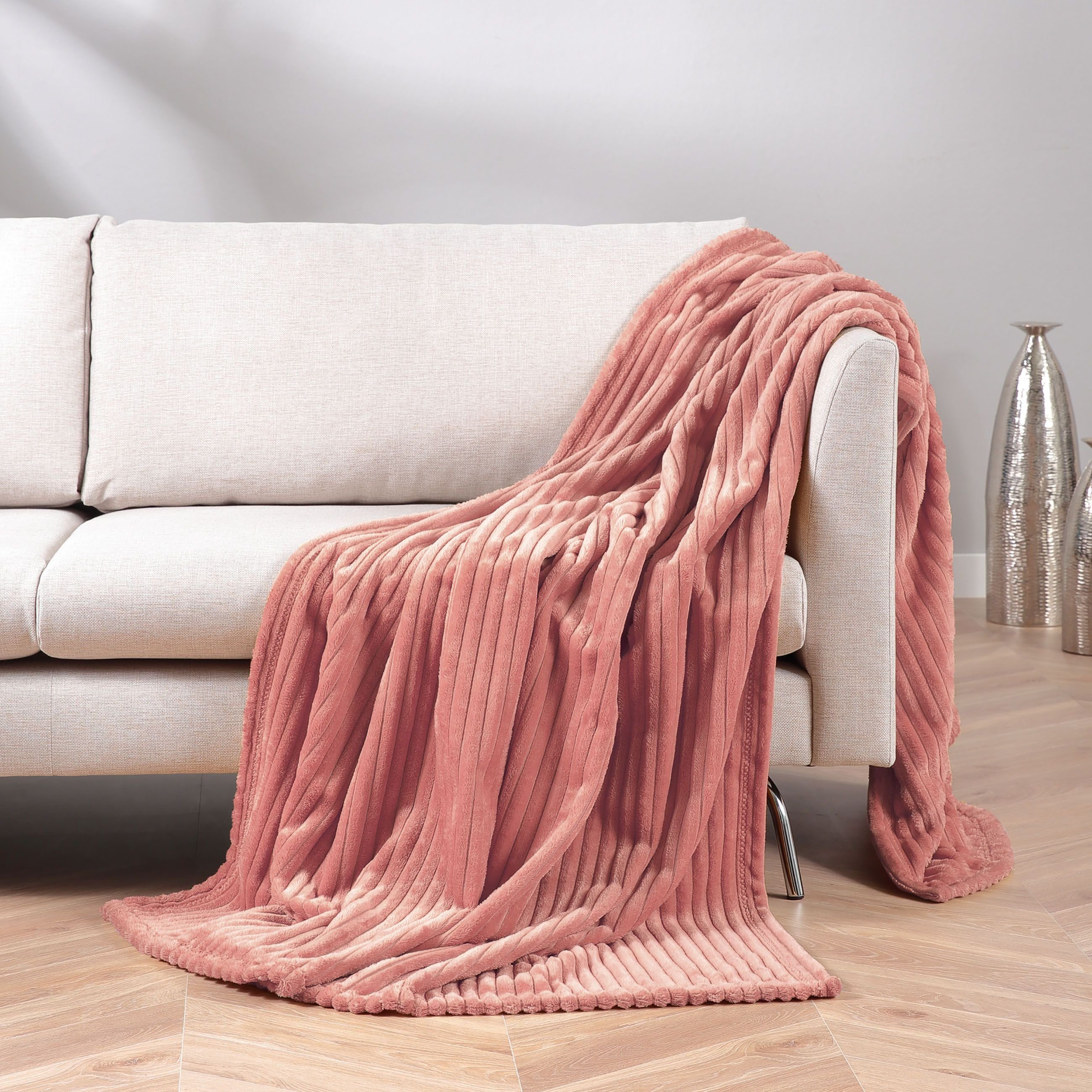 Wohndecke GÖZZE Decke FEINCORD altrosa BT 200x150 cm rosa Wohndecke, Gözze günstig online kaufen