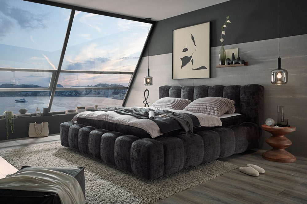 riess-ambiente Polsterbett DIAMOND 180x200cm schwarz Chenille günstig online kaufen