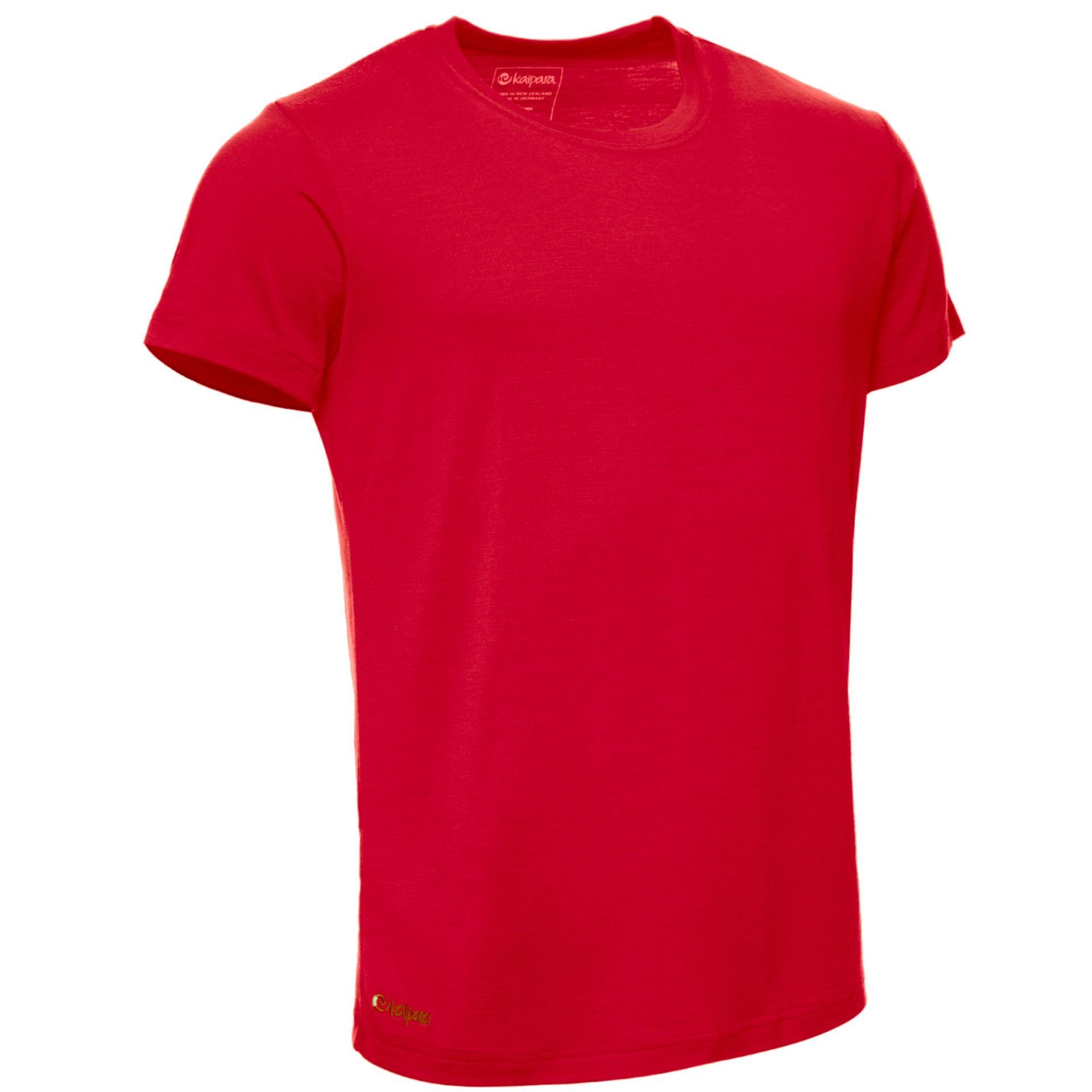 Sportswear Kurzarm Red Regularfit Merino in Merinowolle Rundhalsshirt Shirt Kaipara Germany Herren (1-tlg) reiner - 200 Merino Made aus Cherry