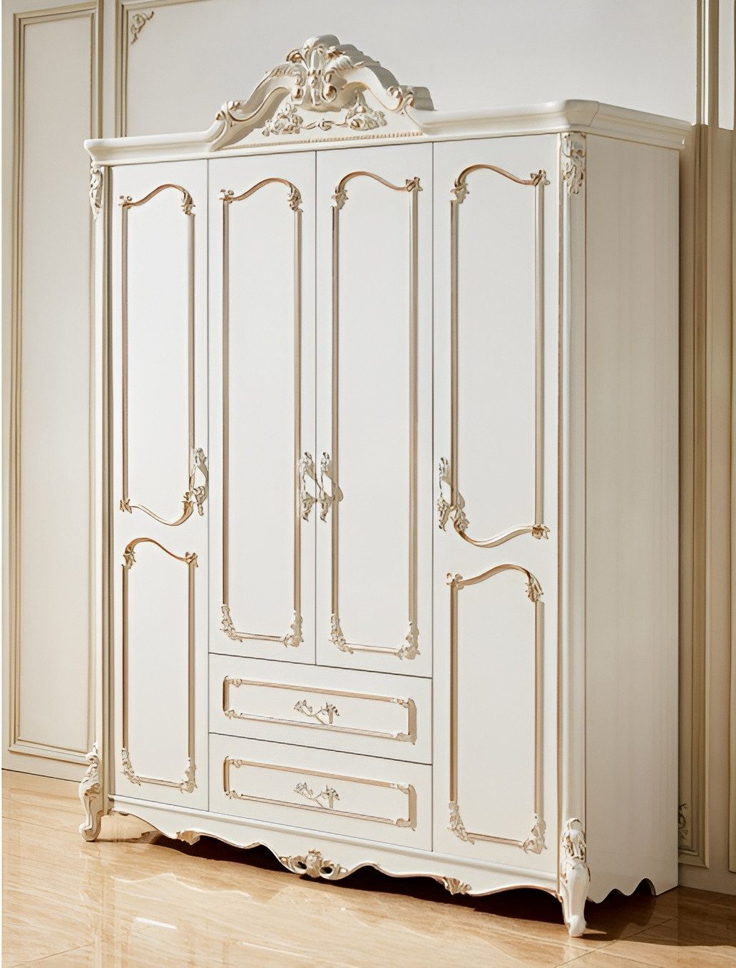 Kleiderschrank Schlafzimmer-Kleiderschrank in Weiß aus Holz - Möbelstück