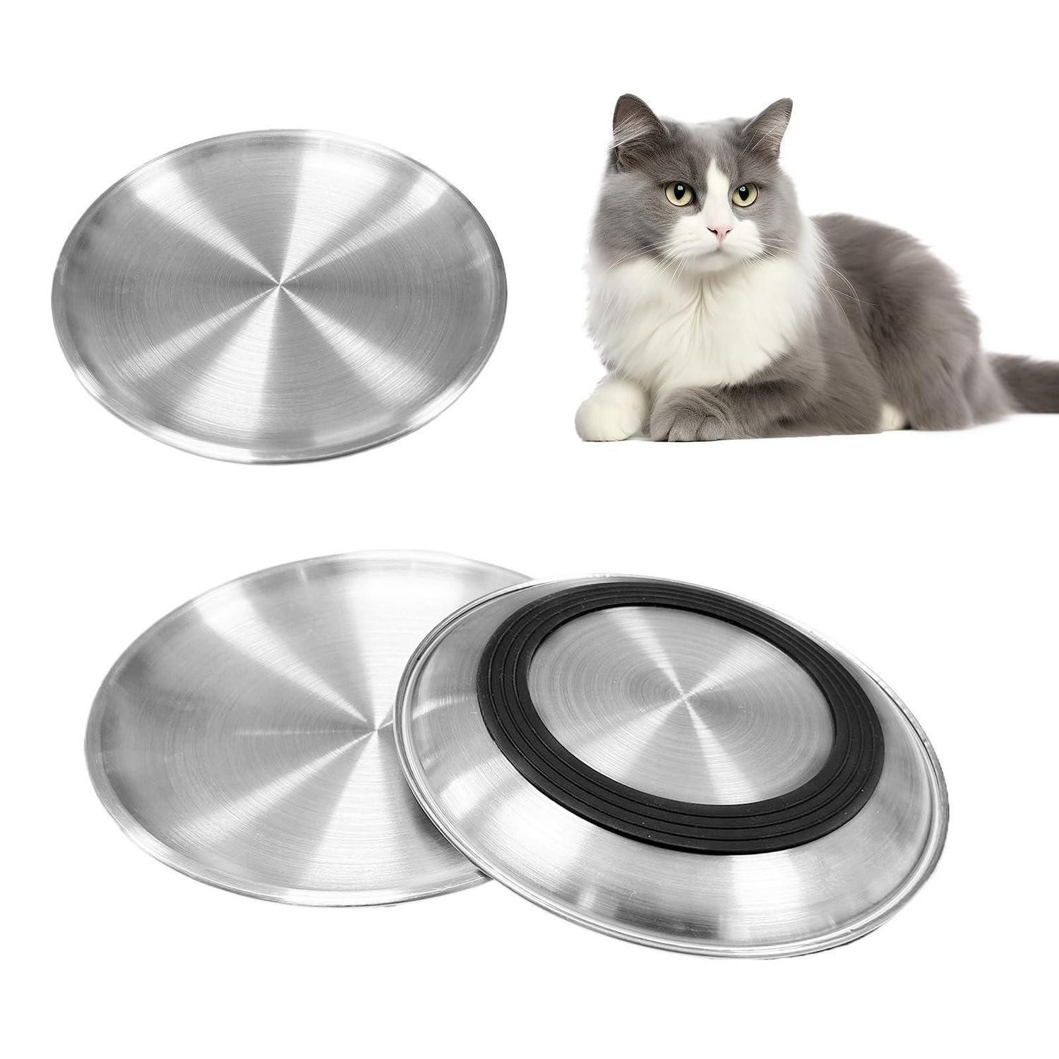 LuxusKollektion Napf-Set Futternapf Katze 3er Set 17cm Edelstahl flach