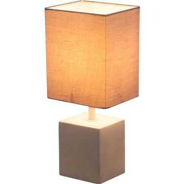 etc-shop Tischleuchte, Leuchtmittel nicht inklusive, Design Nacht Schreib Tisch Leuchte Textil Lese Lampe grau Wohn Zimmer